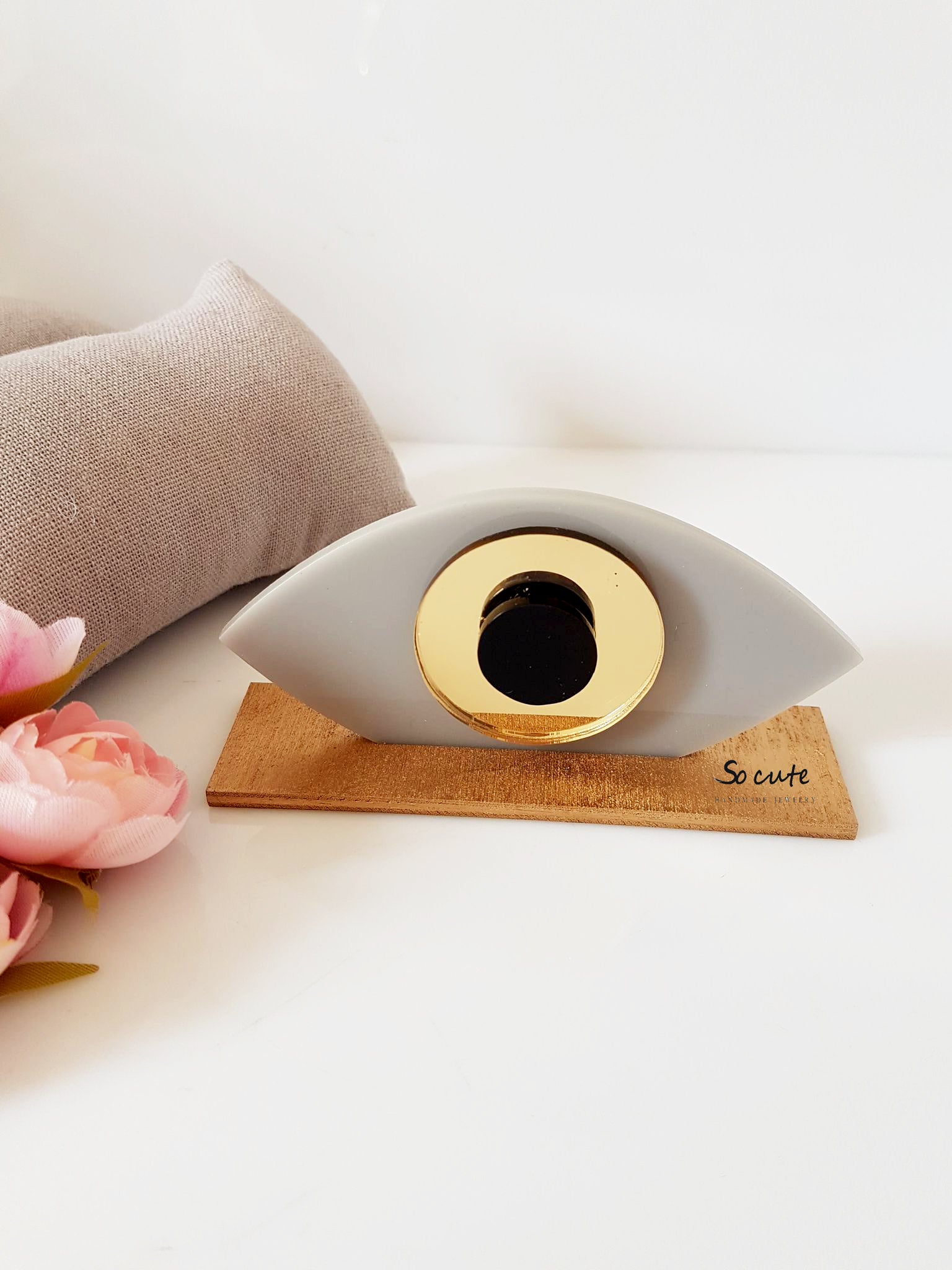 Γούρι πλεξιγκλάς μικρό οβάλ μάτι σε βάση - So Cute by Dimi