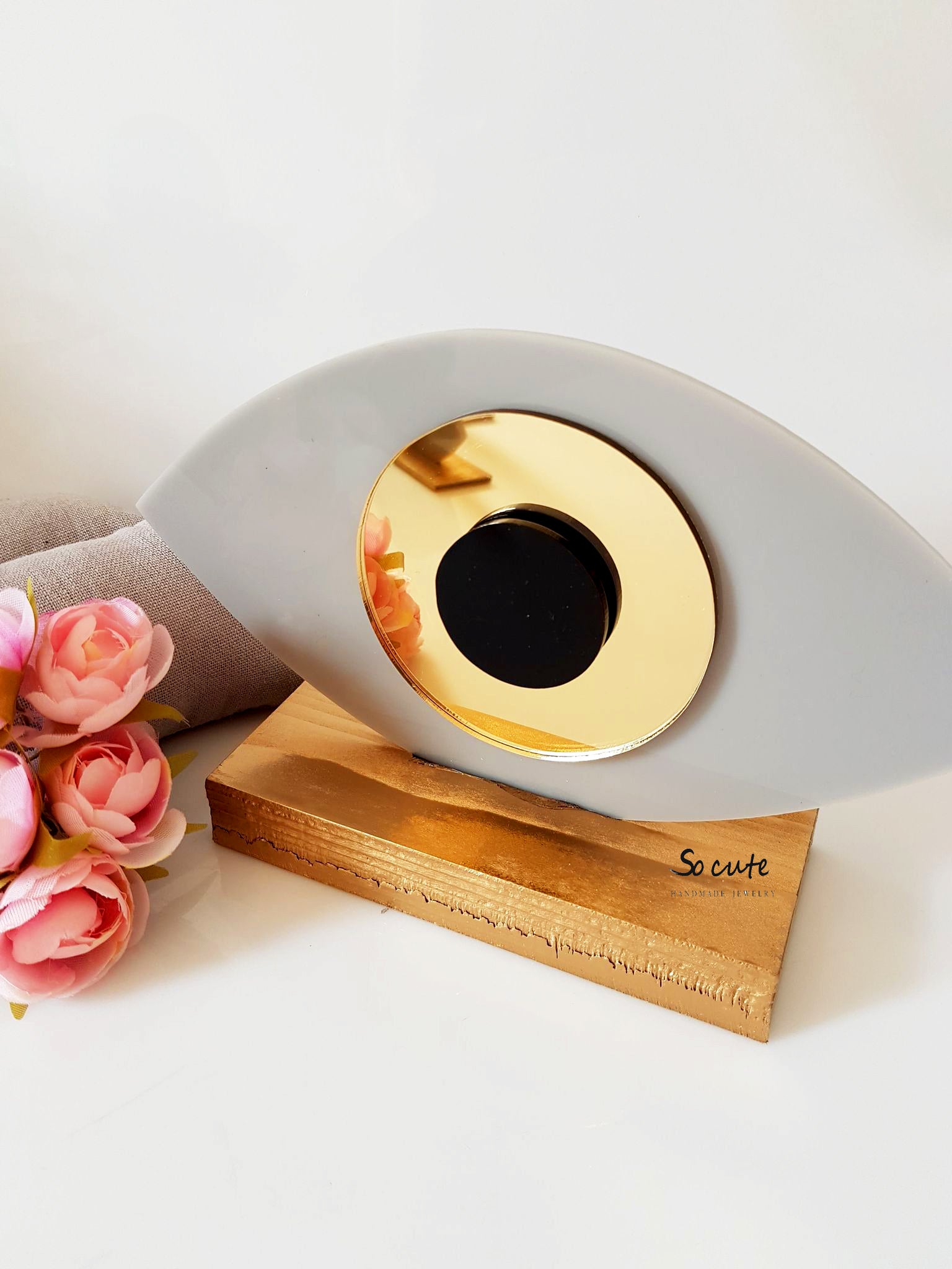 Γούρι οβάλ μάτι σε βάση - So Cute by Dimi