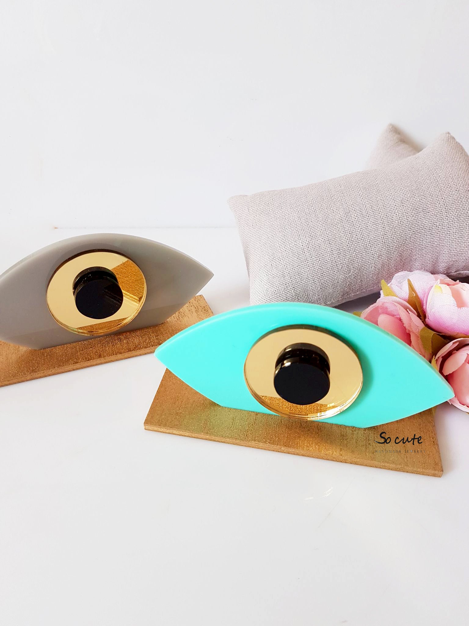 Γούρι πλεξιγκλάς μικρό οβάλ μάτι σε βάση - So Cute by Dimi