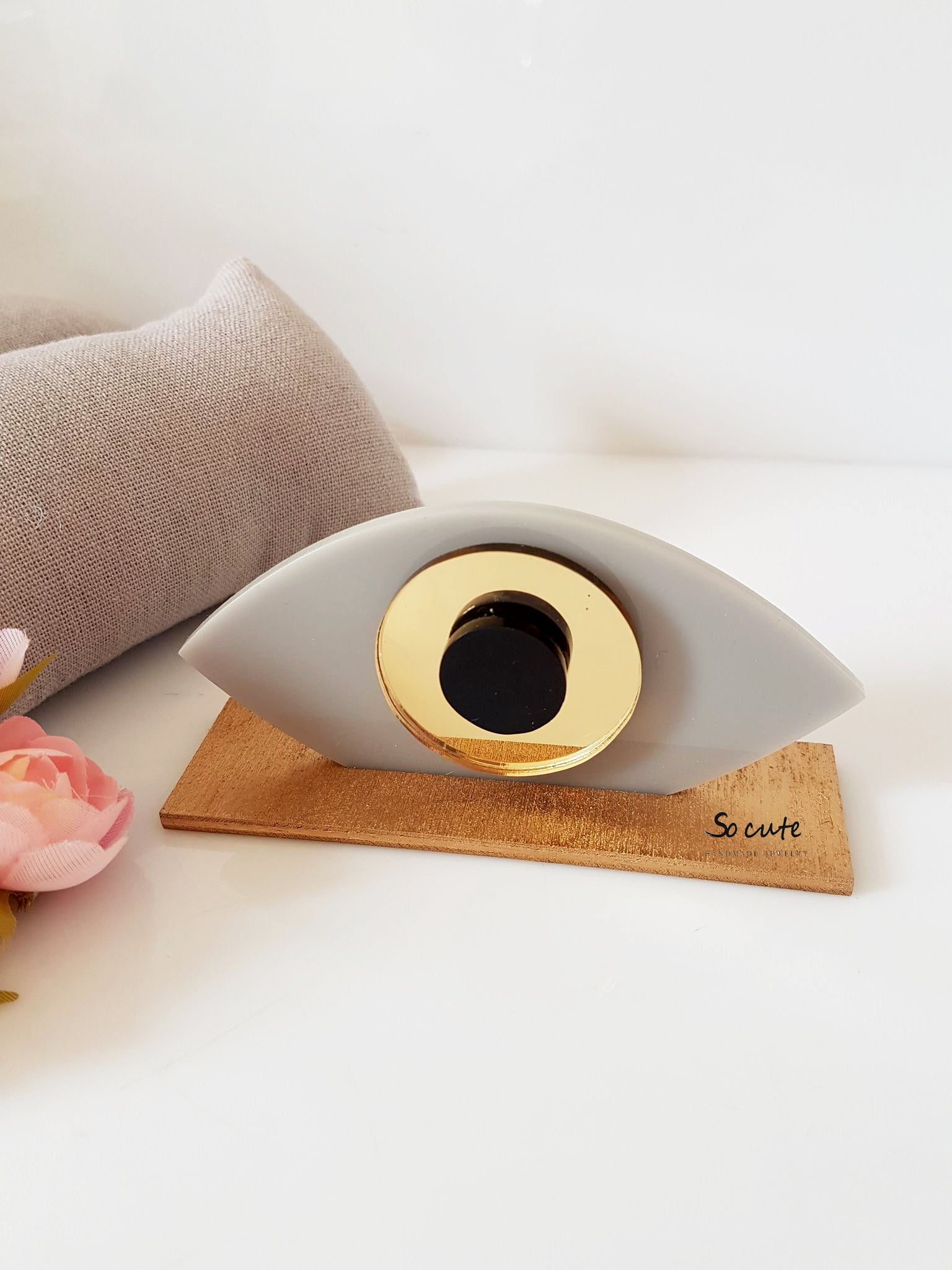 Γούρι πλεξιγκλάς μικρό οβάλ μάτι σε βάση - So Cute by Dimi