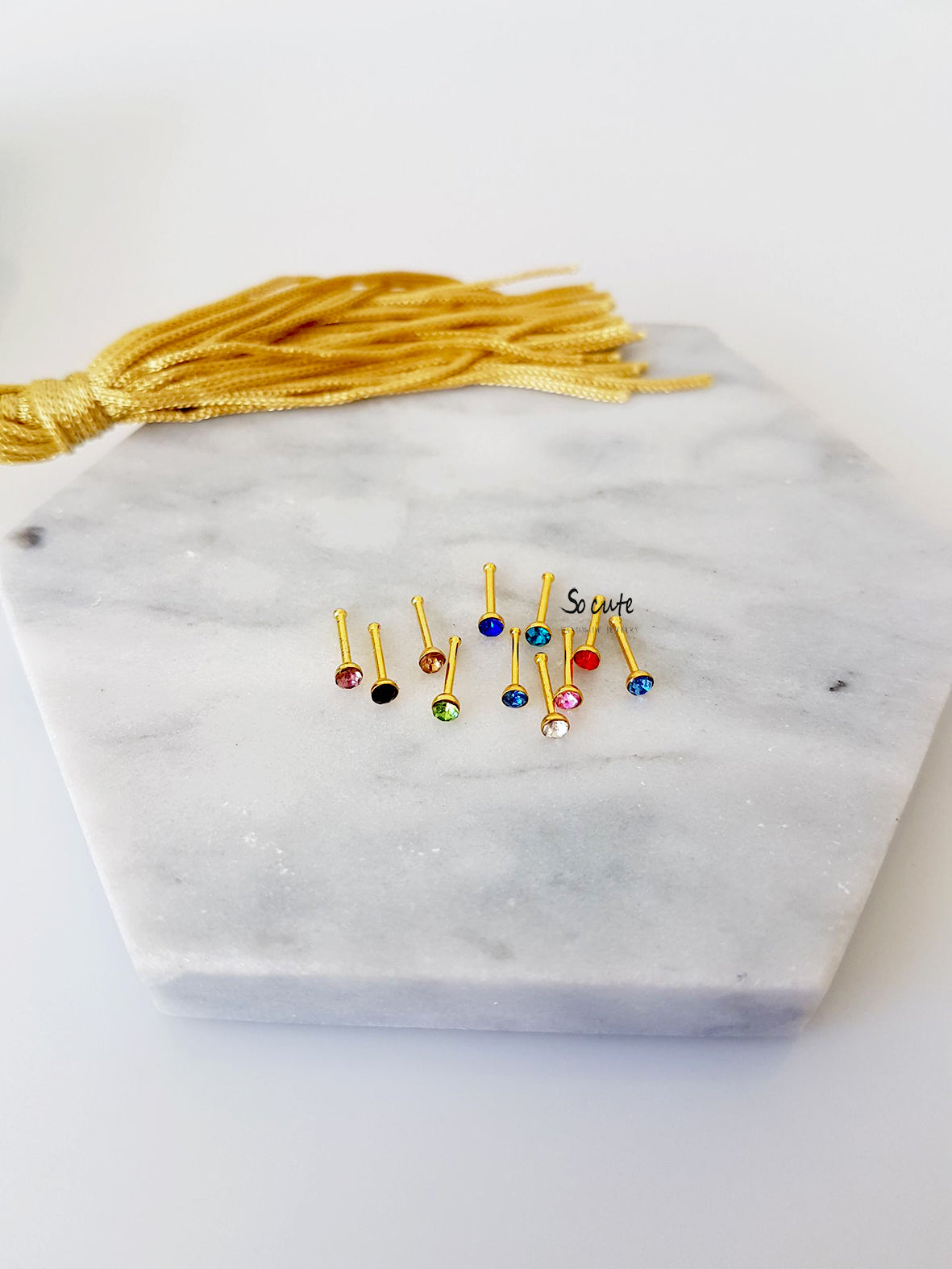 Σκουλαρίκι μύτης με χρωματιστό κρύσταλλο - So Cute by Dimi