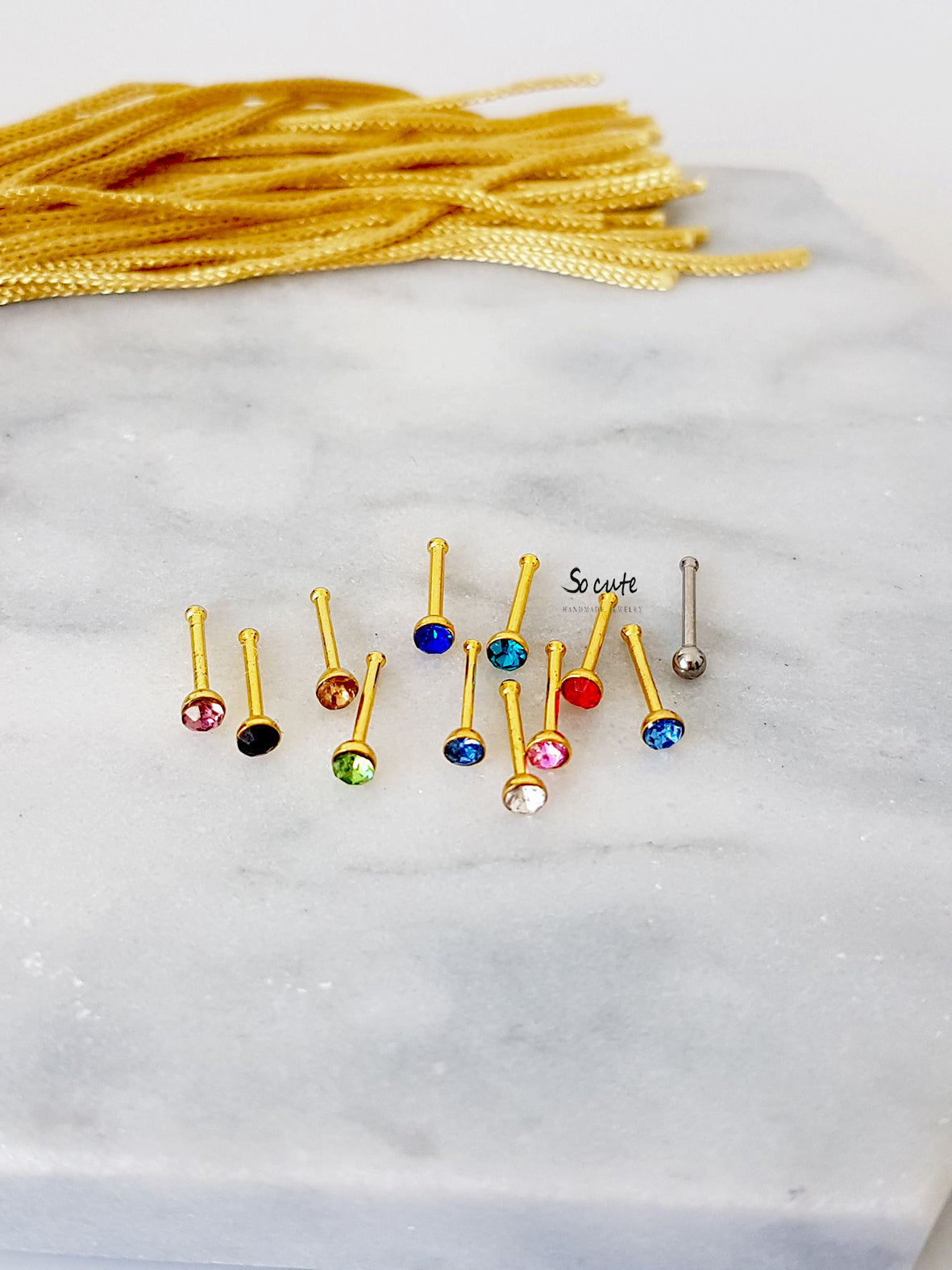 Σκουλαρίκι μύτης με χρωματιστό κρύσταλλο - So Cute by Dimi