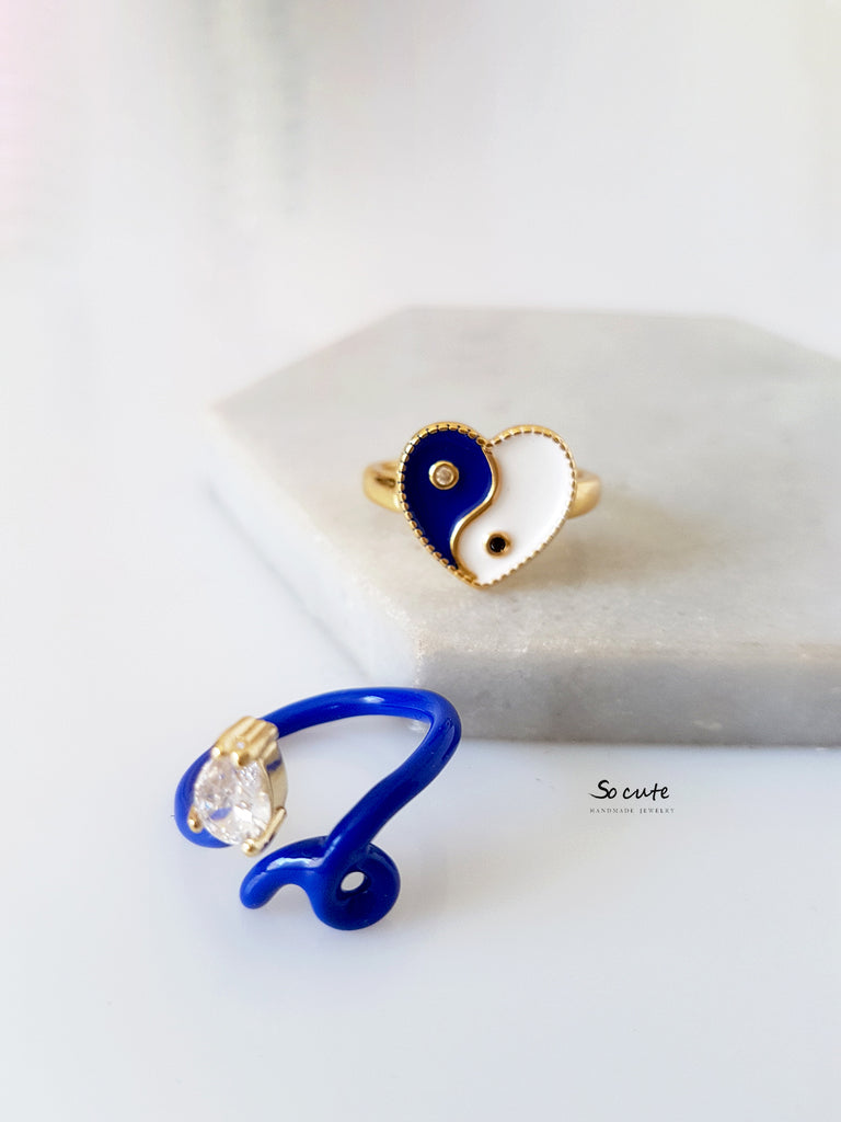 Δαχτυλίδι φίδι με μπλε σμάλτο και ζιργκόν - So Cute by Dimi