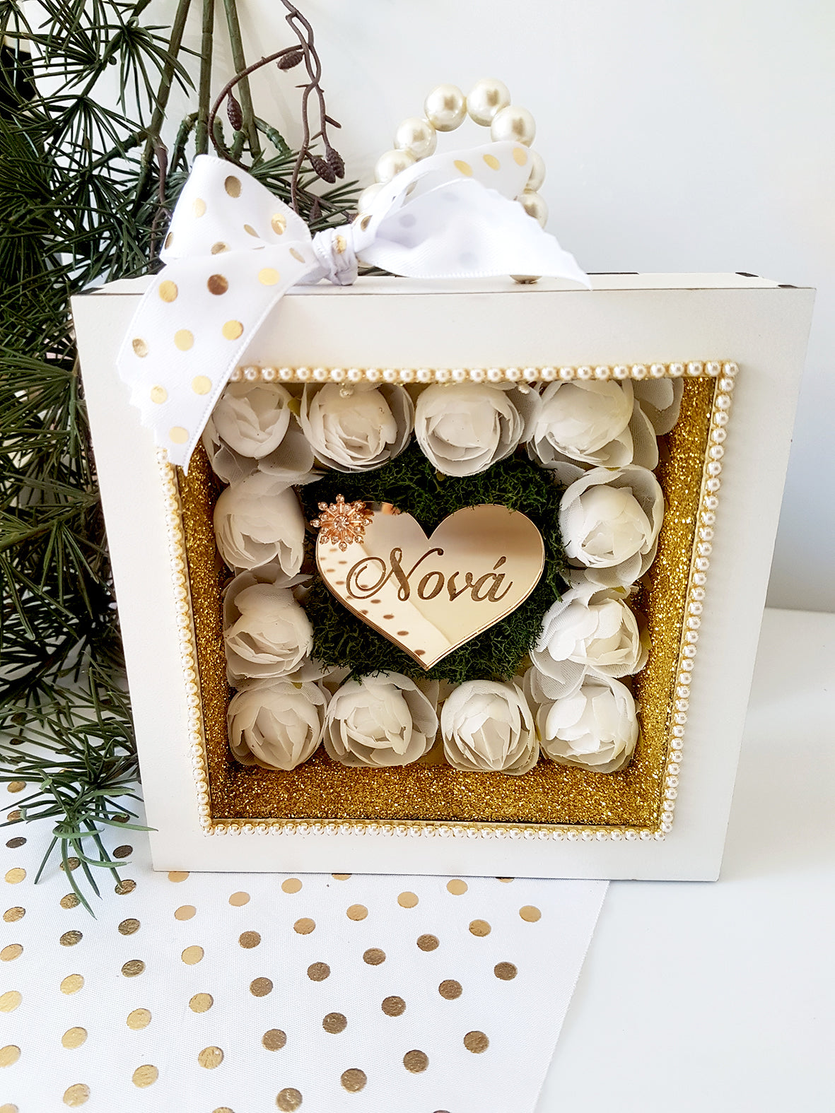 Ξύλινο καδράκι Νονά - So Cute by Dimi