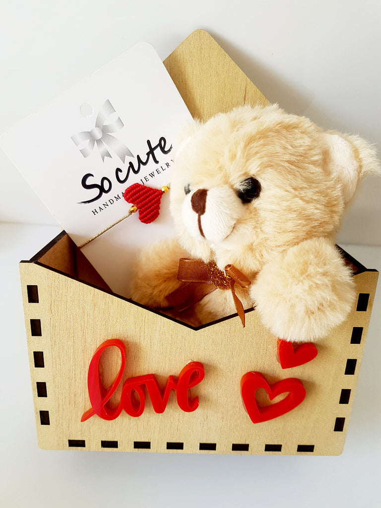 Σετ δώρου Αρκουδάκι με βραχιόλι καρδιά - So Cute by Dimi