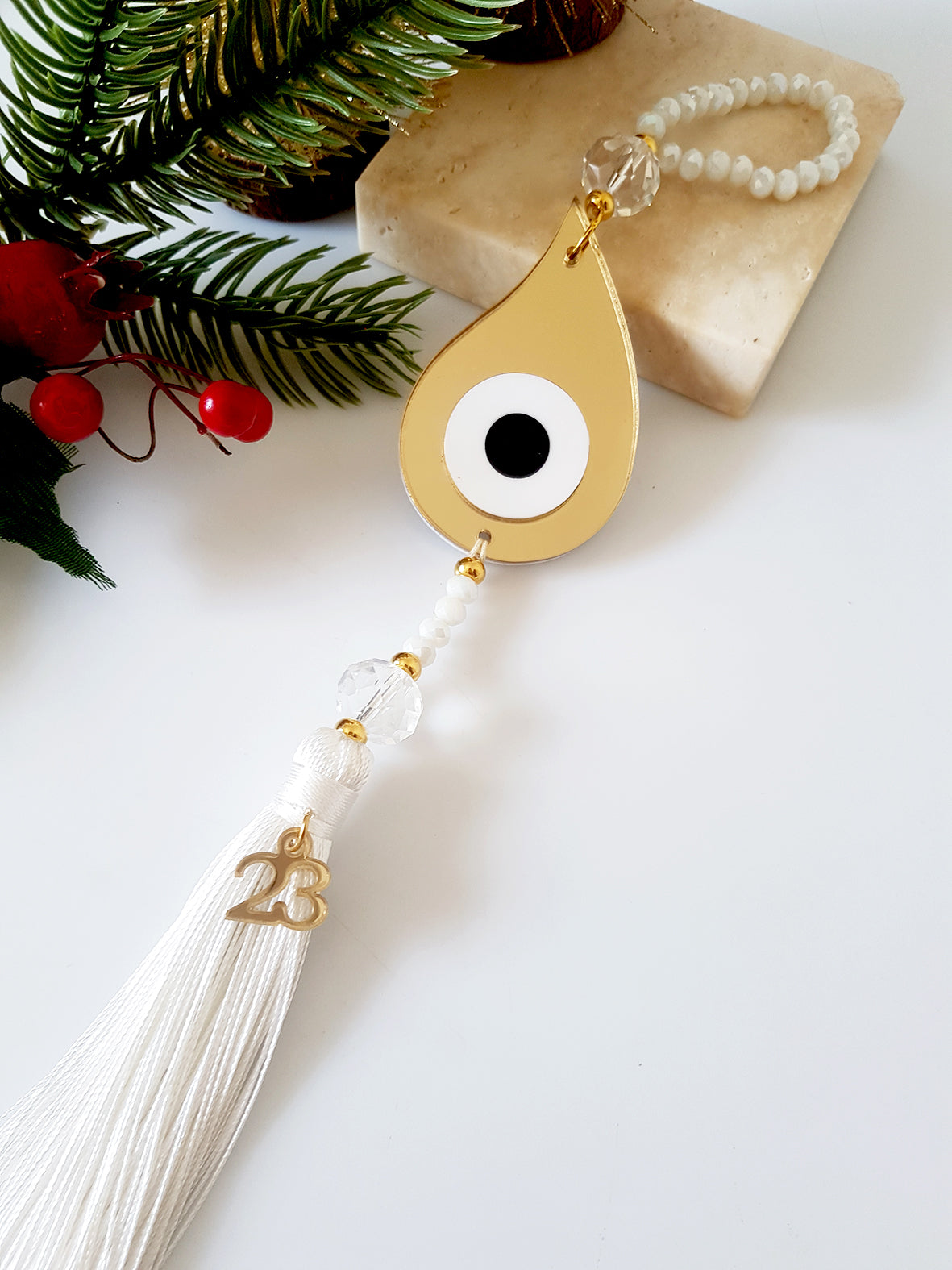 Κρεμαστό γούρι μάτι σταγόνα με φούντα - So Cute by Dimi