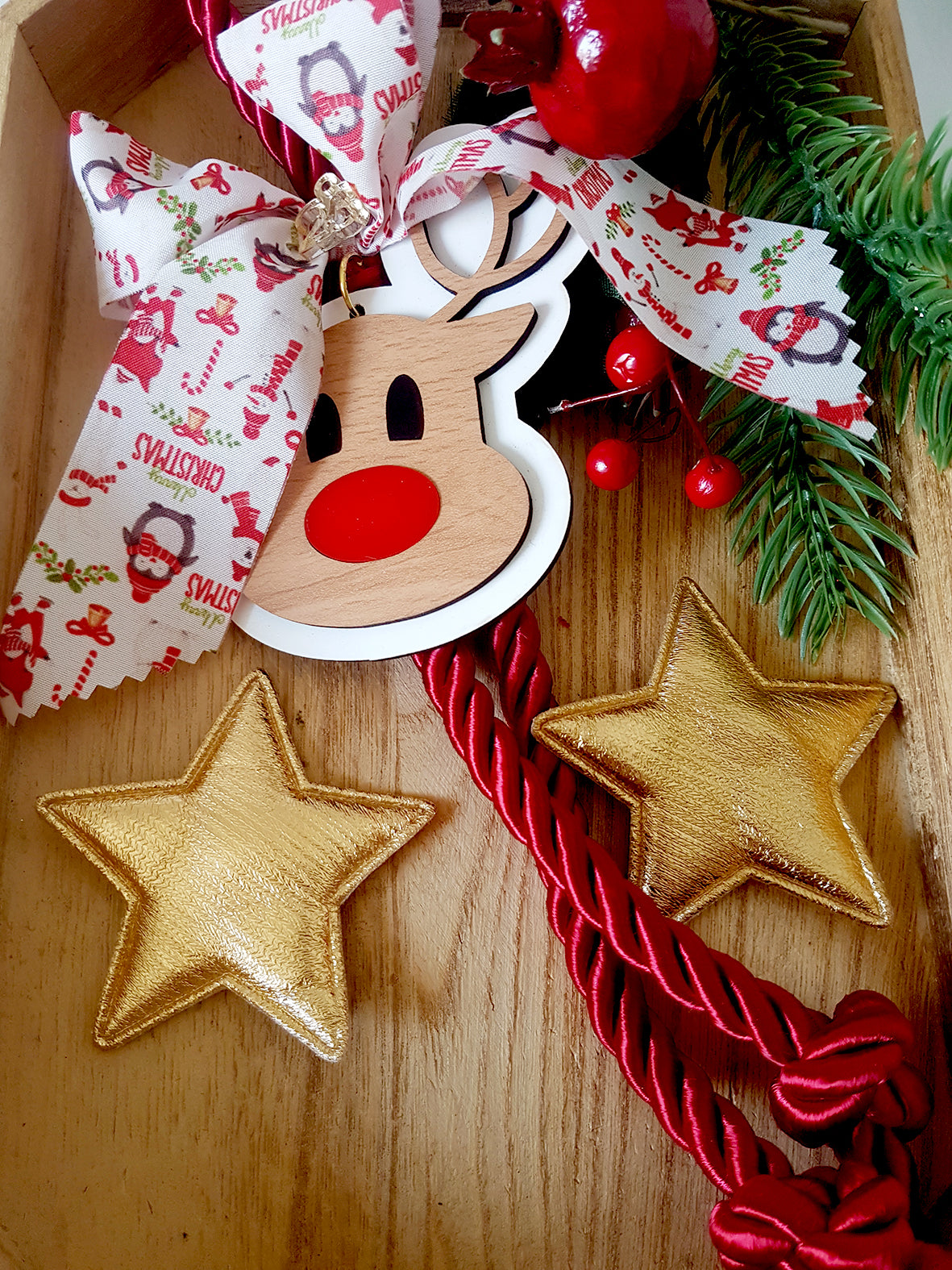 Κρεμαστά ξύλινα γούρια Merry Chirstmas σε 4 σχέδια - So Cute by Dimi