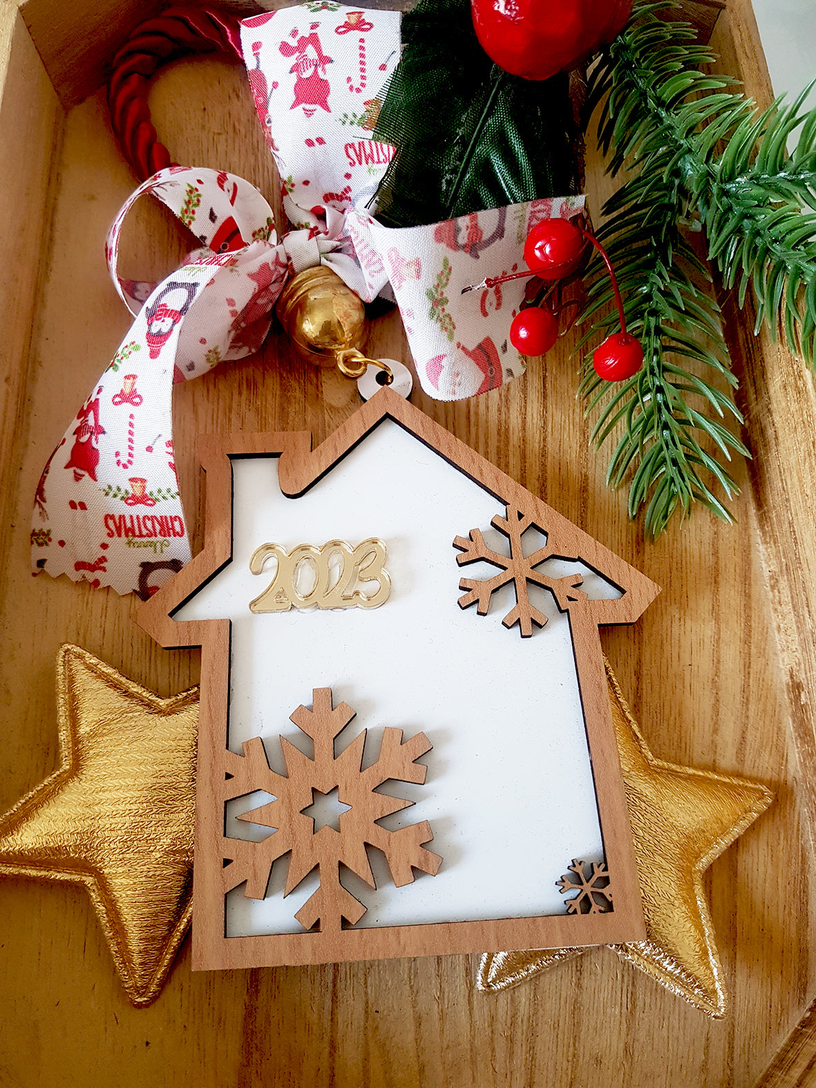 Κρεμαστά ξύλινα γούρια Merry Chirstmas σε 4 σχέδια - So Cute by Dimi