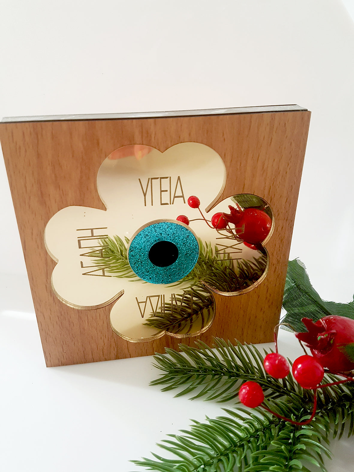 Γούρι τετράγωνο τριφύλλι με ευχές - So Cute by Dimi