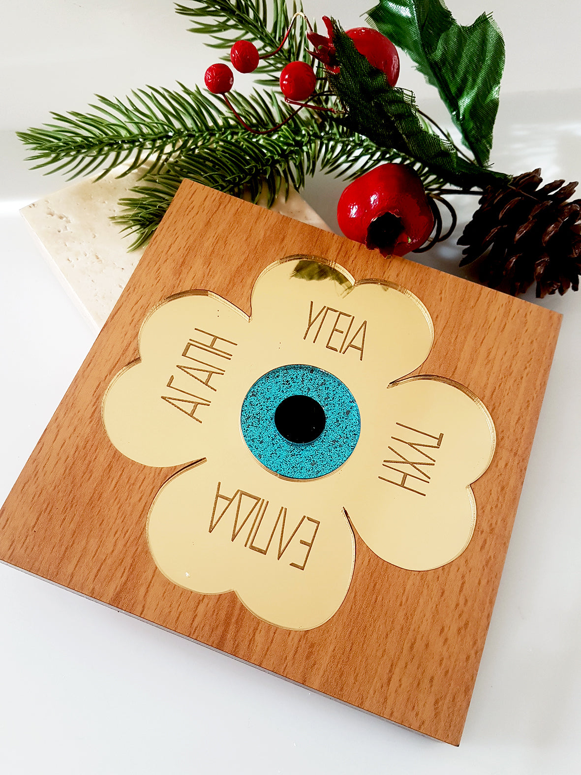 Γούρι τετράγωνο τριφύλλι με ευχές - So Cute by Dimi