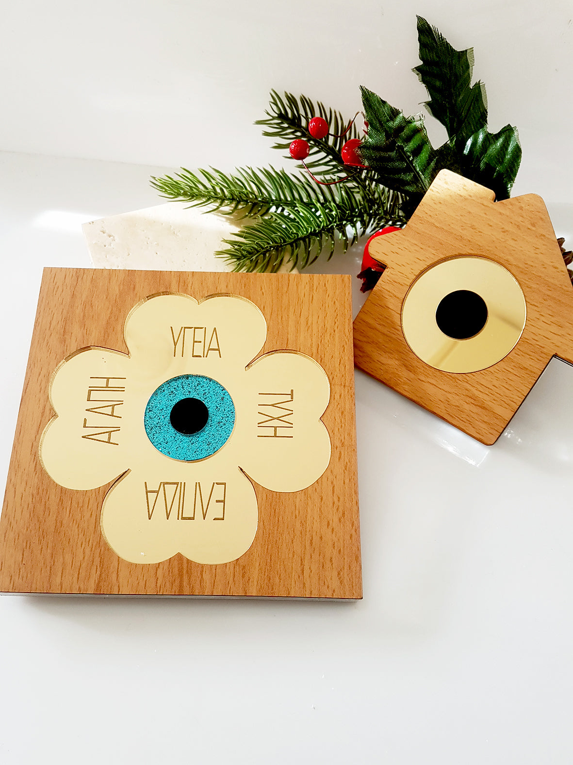 Γούρι τετράγωνο τριφύλλι με ευχές - So Cute by Dimi