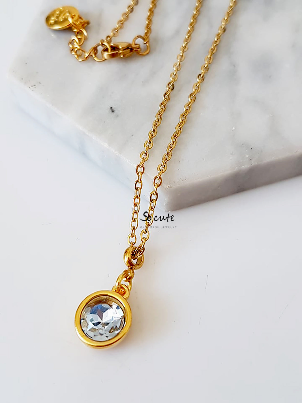 Ατσάλινο κολιέ Crystal Dot - So Cute by Dimi