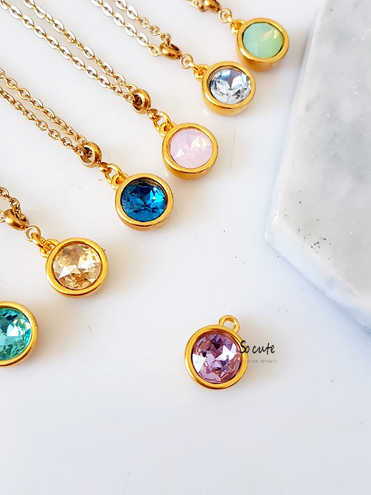 Ατσάλινο κολιέ Crystal Dot - So Cute by Dimi