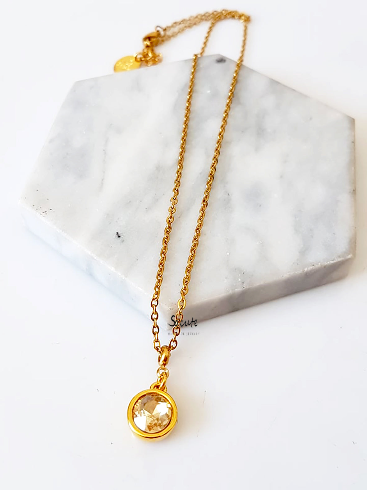 Ατσάλινο κολιέ Crystal Dot - So Cute by Dimi