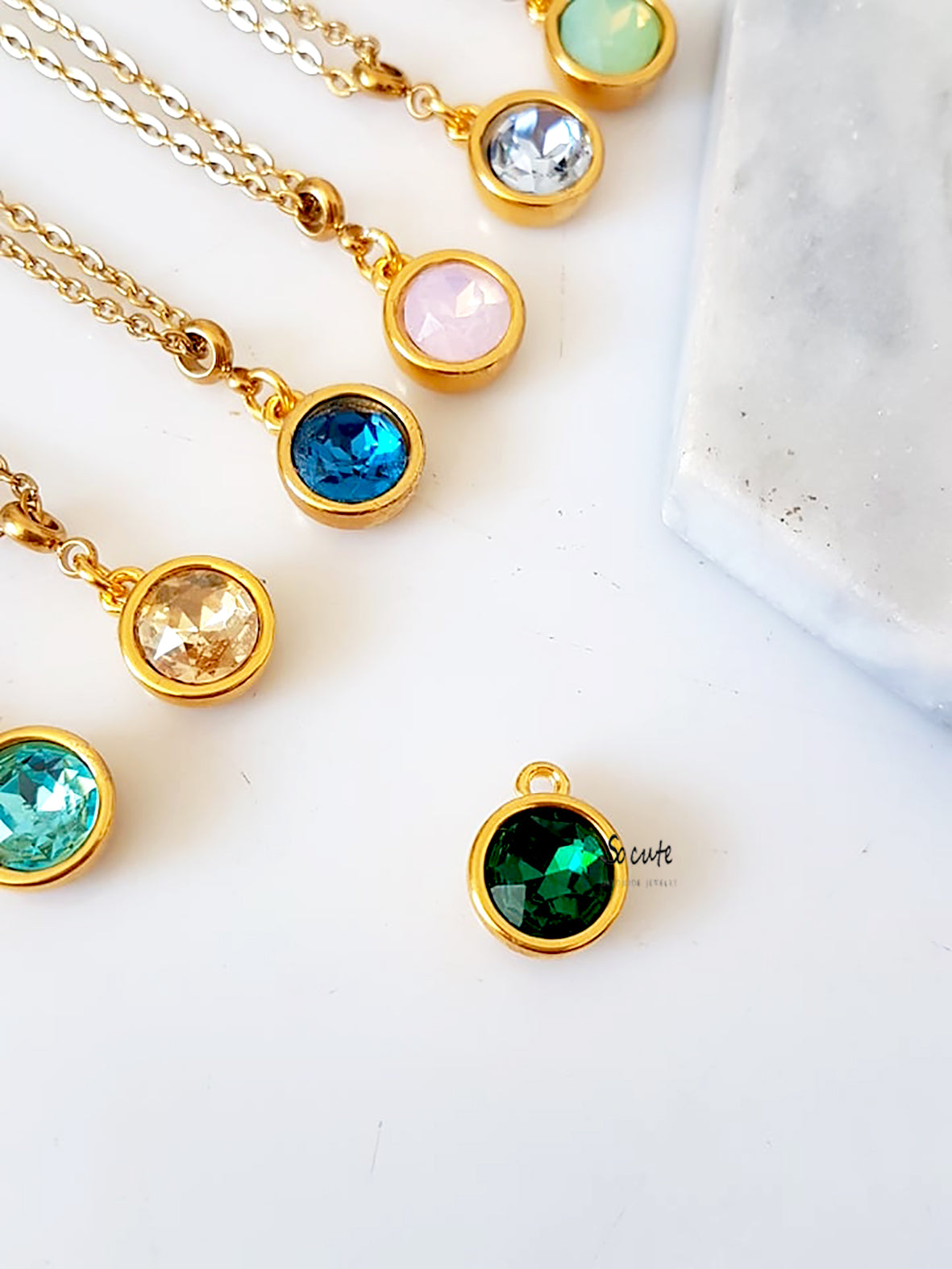 Ατσάλινο κολιέ Crystal Dot - So Cute by Dimi