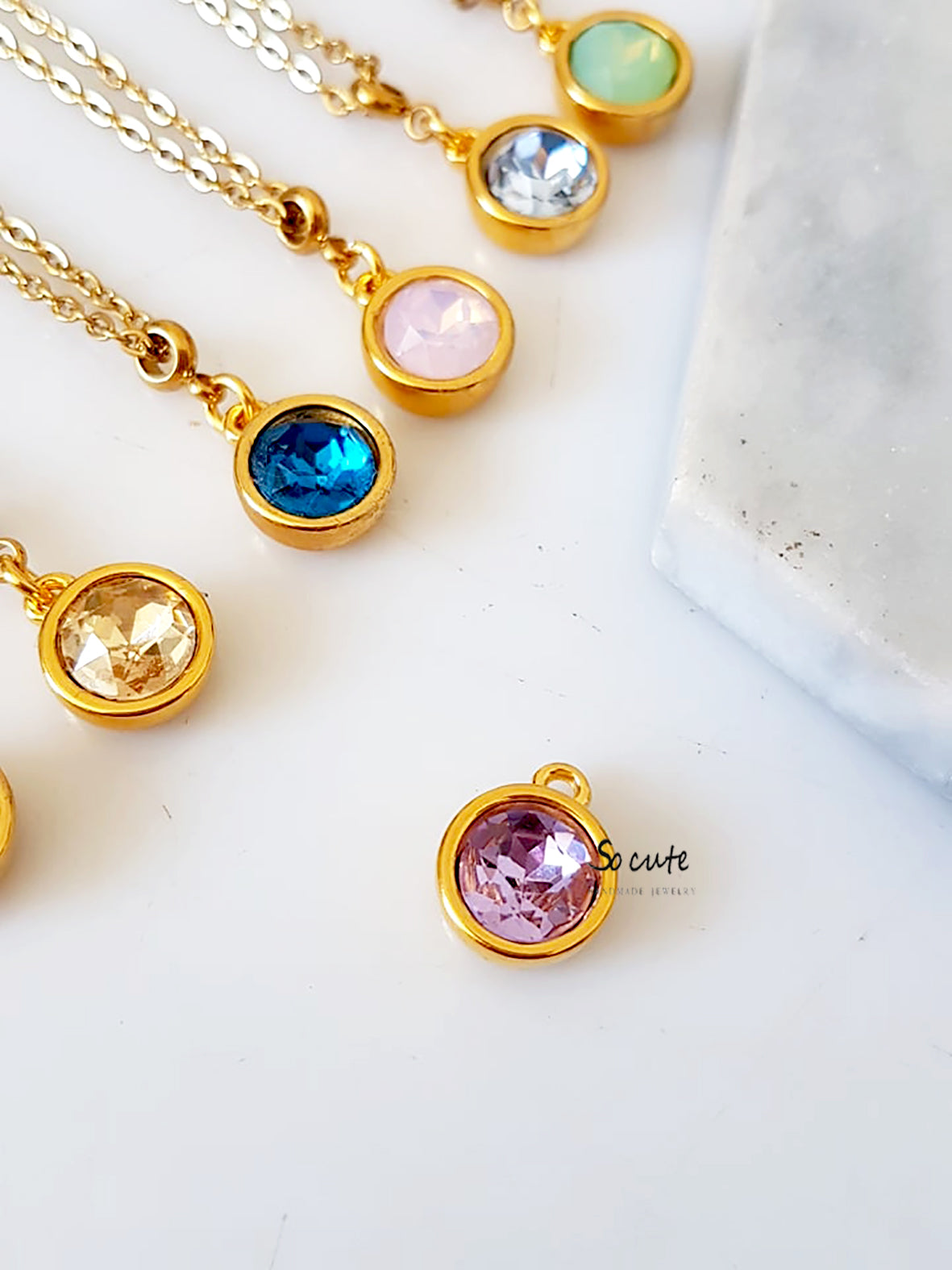 Ατσάλινο κολιέ Crystal Dot - So Cute by Dimi