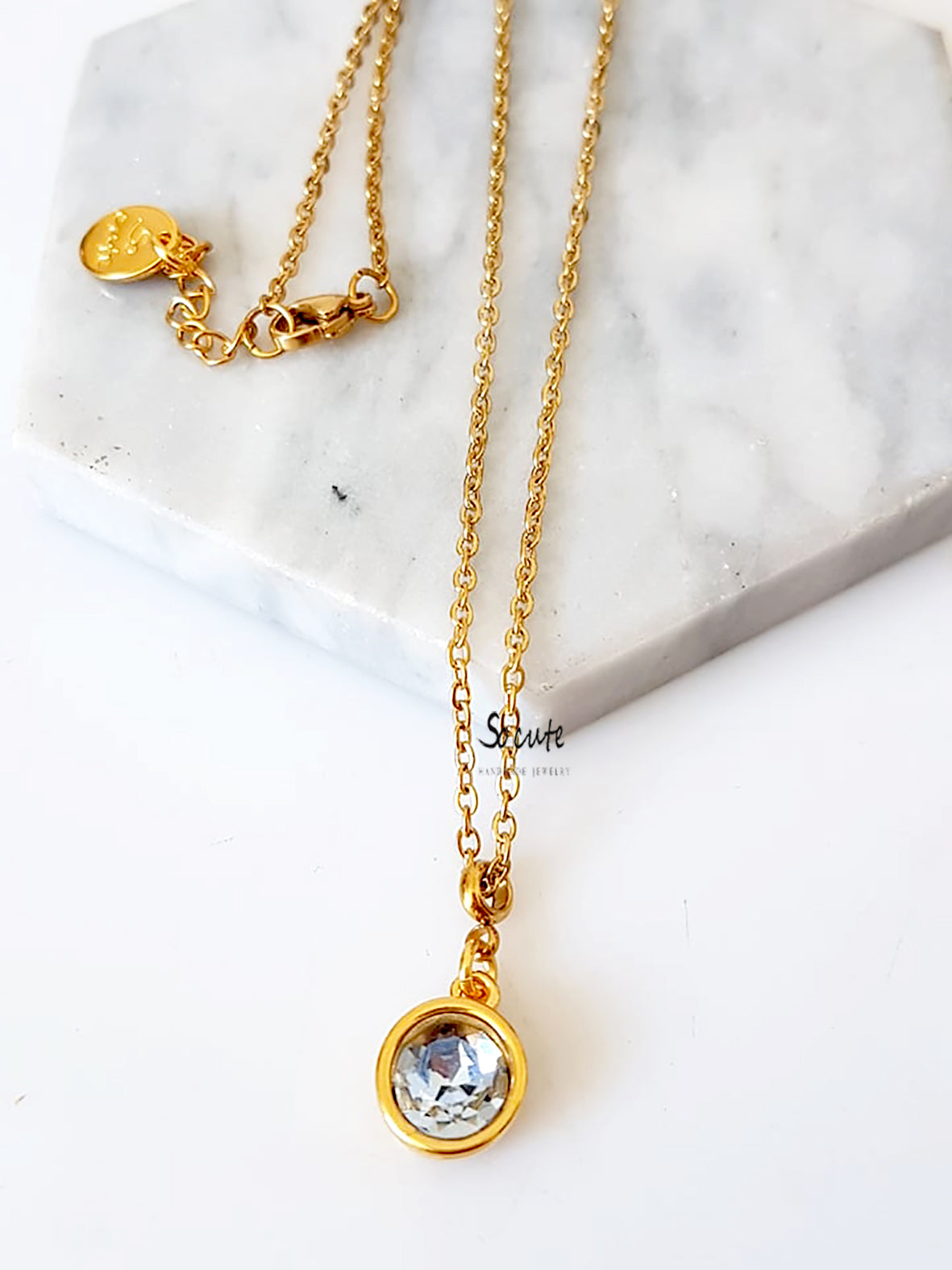 Ατσάλινο κολιέ Crystal Dot - So Cute by Dimi