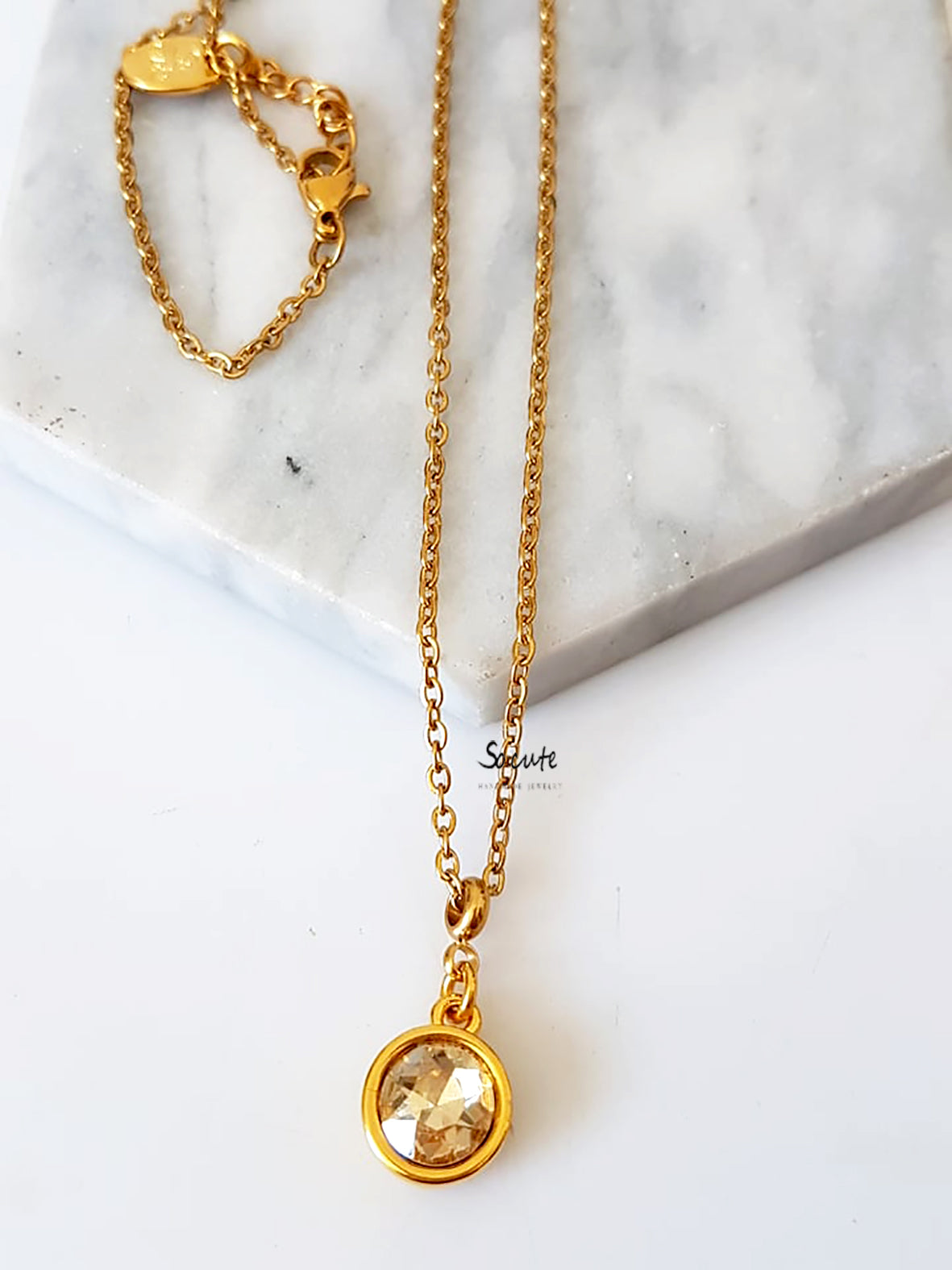 Ατσάλινο κολιέ Crystal Dot - So Cute by Dimi