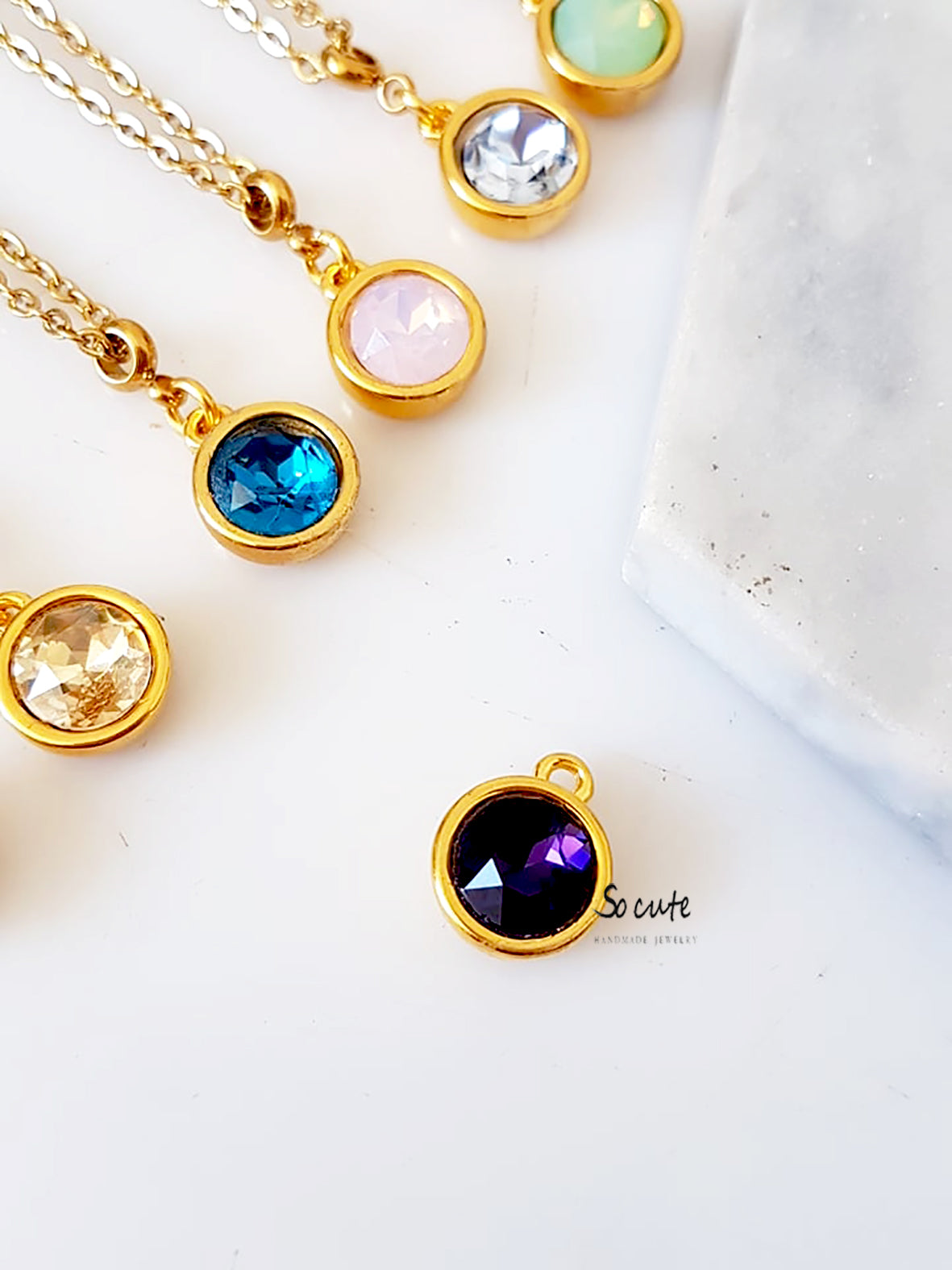 Ατσάλινο κολιέ Crystal Dot - So Cute by Dimi