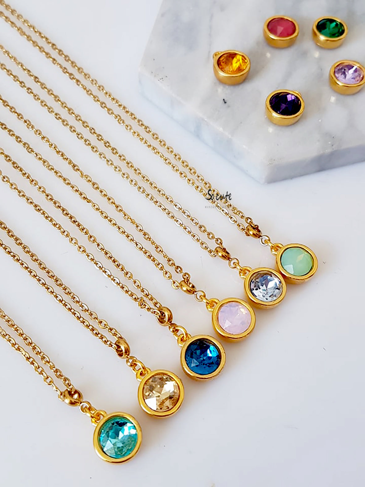 Ατσάλινο κολιέ Crystal Dot - So Cute by Dimi