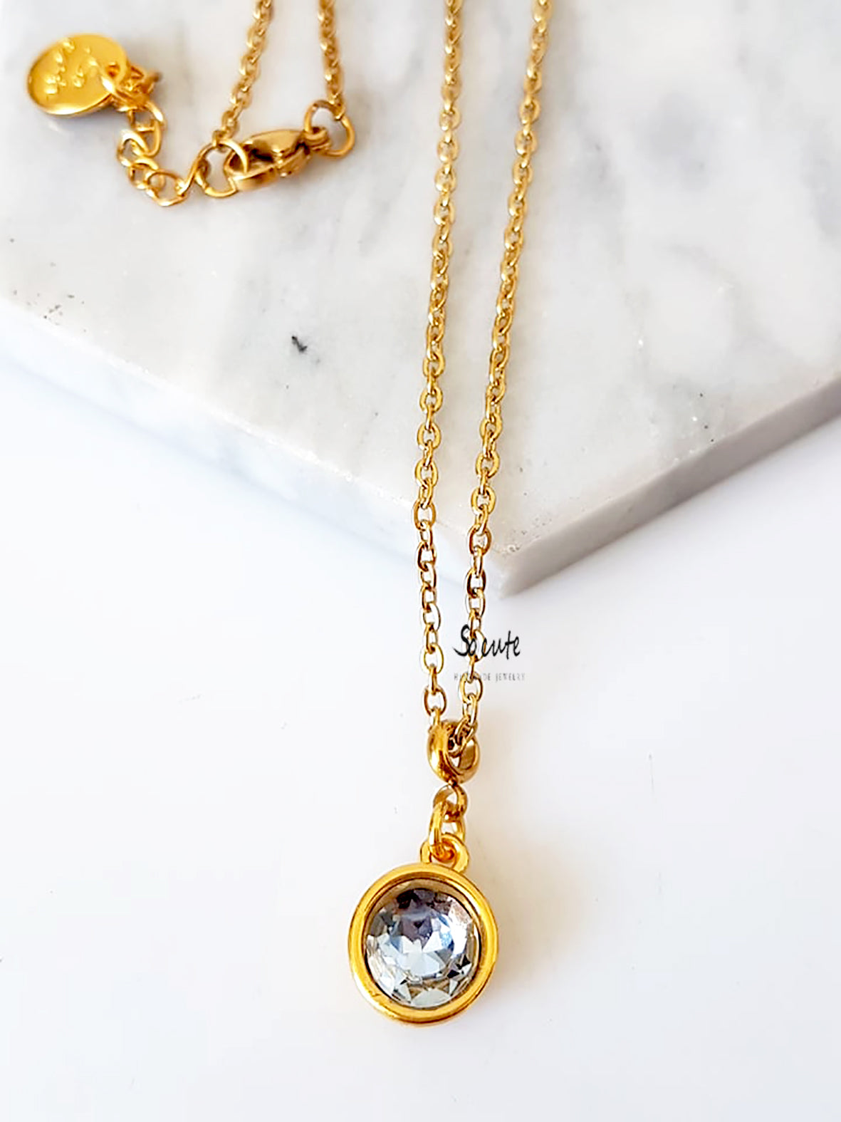 Ατσάλινο κολιέ Crystal Dot - So Cute by Dimi