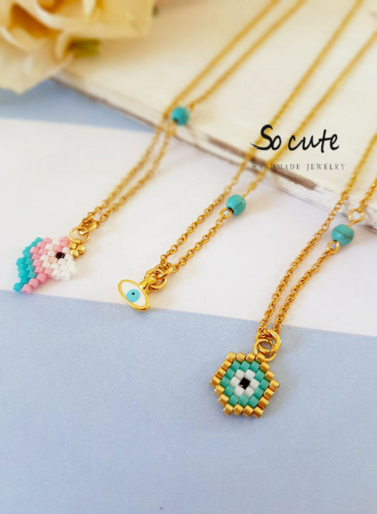 Παιδικό ατσάλινο κολιέ μάτι με σμάλτο - So Cute by Dimi