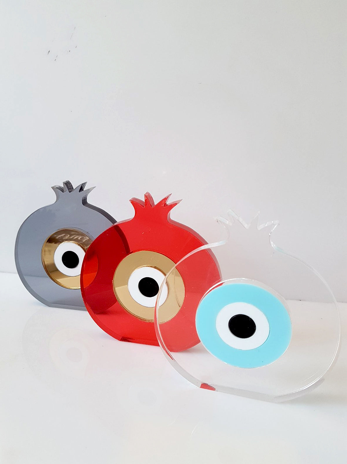 Χειροποίητο γούρι ρόδι plexiglass με μάτι σε διάφορα χρώματα (χρυσό, κόκκινο, γαλάζιο, ροζ) – So Cute by Dimi