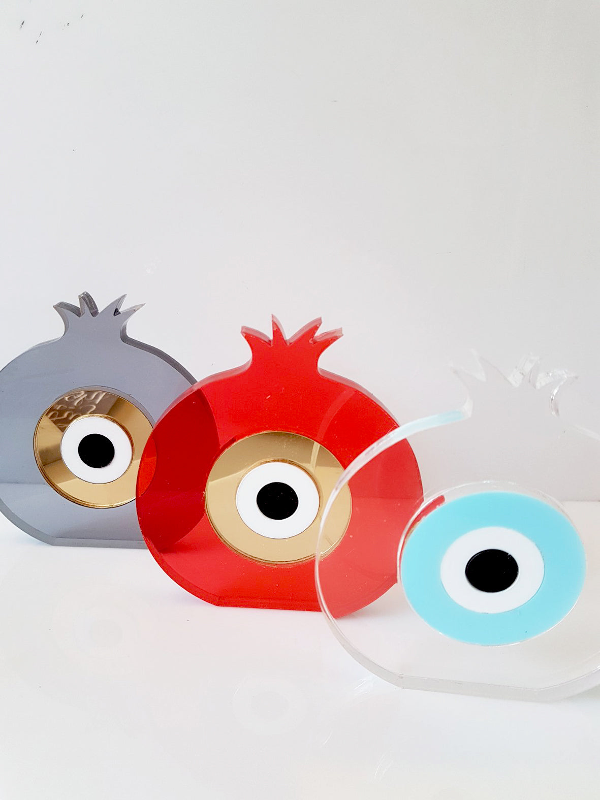 Χειροποίητο γούρι ρόδι plexiglass με μάτι σε διάφορα χρώματα (χρυσό, κόκκινο, γαλάζιο, ροζ) – So Cute by Dimi