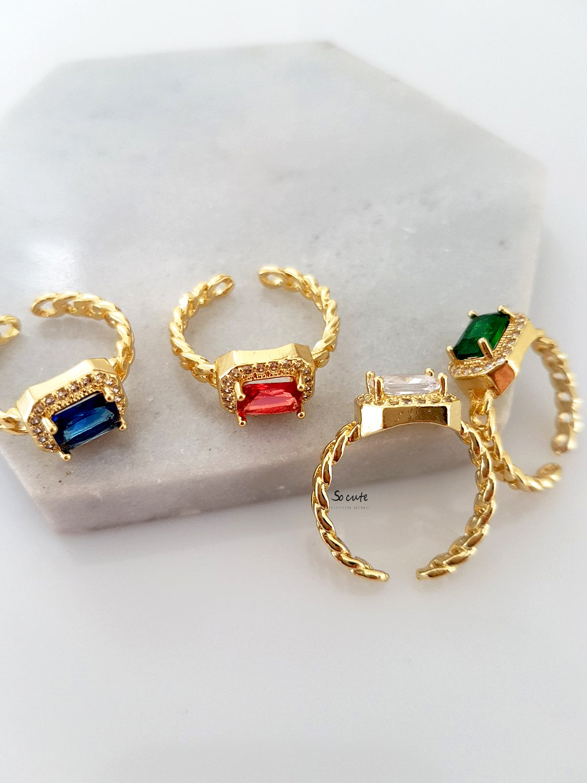 Δαχτυλίδι αλυσίδα με κρύσταλλο και ζιργκόν - So Cute by Dimi