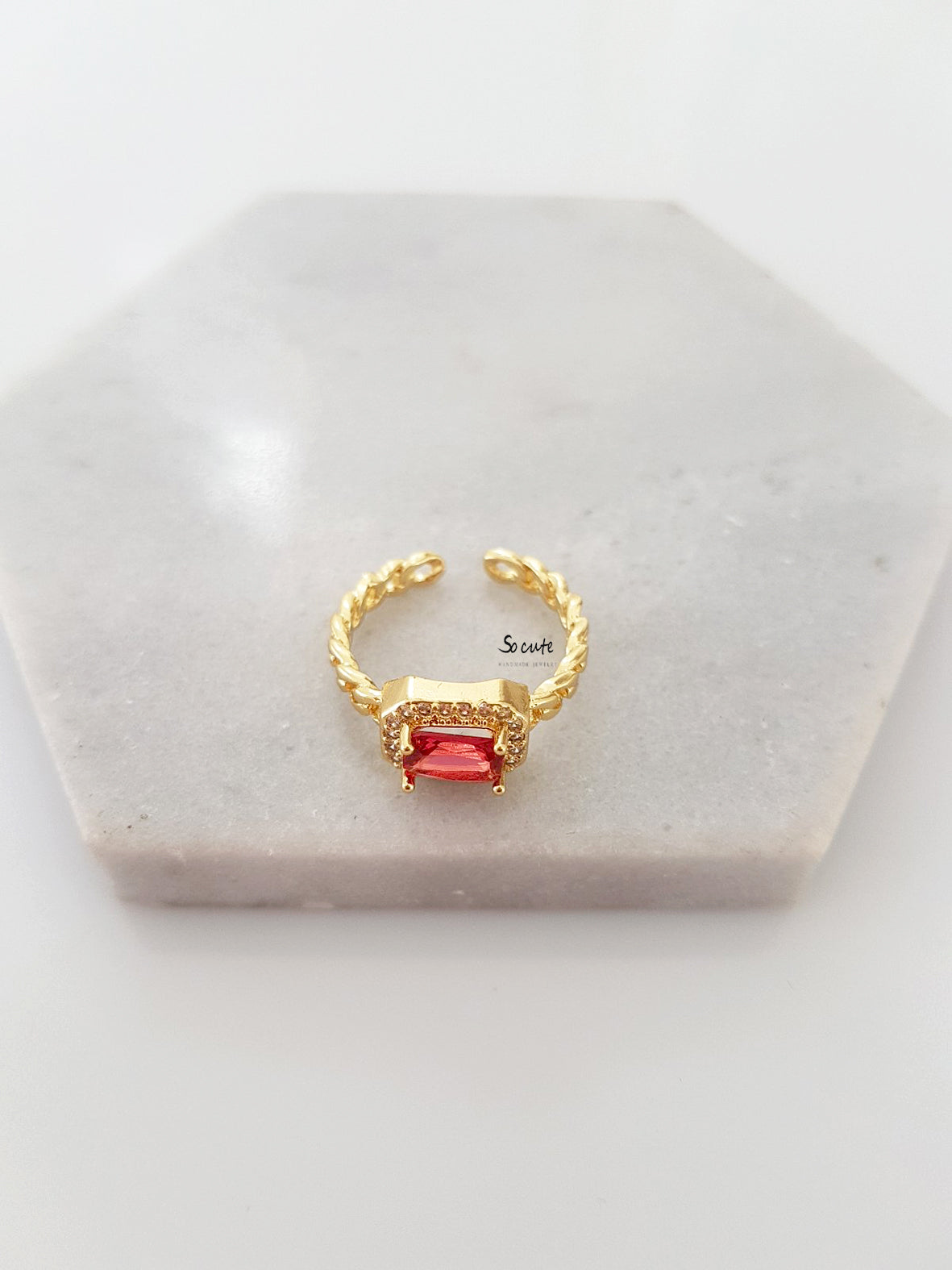 Δαχτυλίδι αλυσίδα με κρύσταλλο και ζιργκόν - So Cute by Dimi