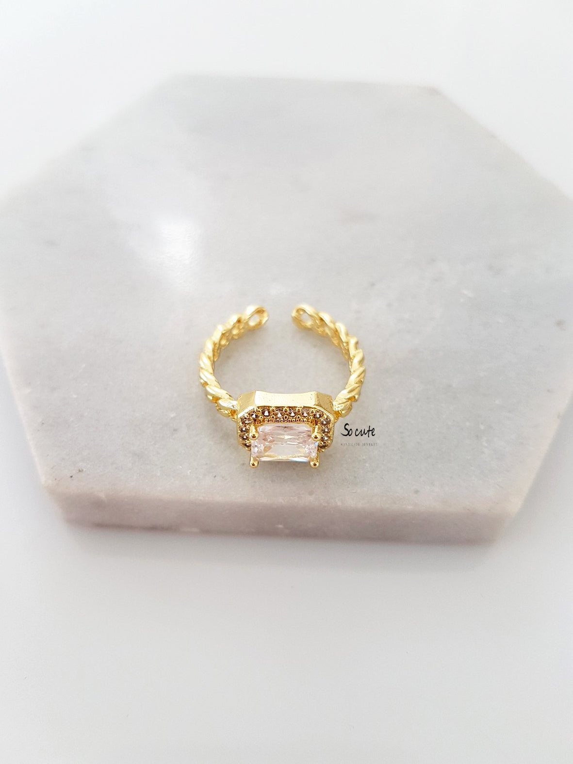 Δαχτυλίδι αλυσίδα με κρύσταλλο και ζιργκόν - So Cute by Dimi