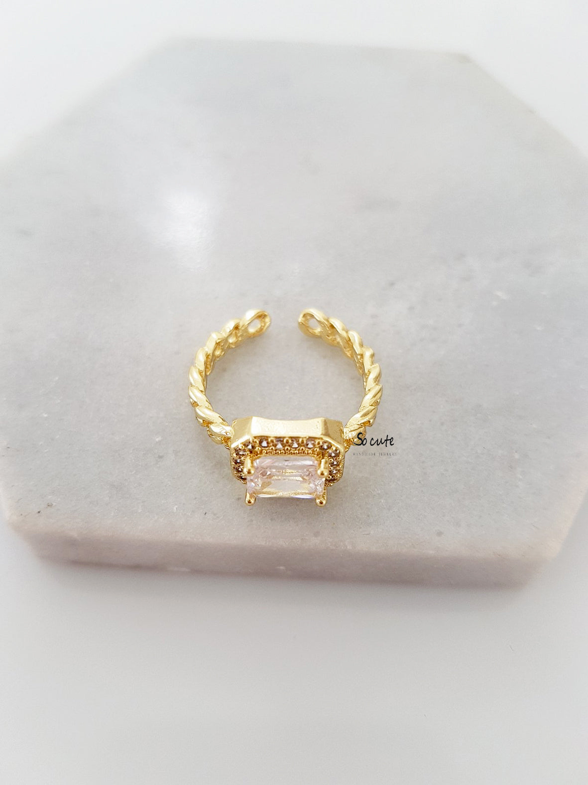 Δαχτυλίδι αλυσίδα με κρύσταλλο και ζιργκόν - So Cute by Dimi