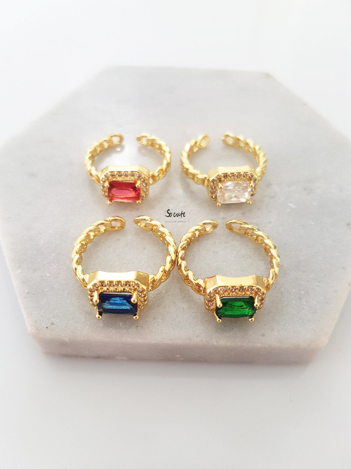 Δαχτυλίδι αλυσίδα με κρύσταλλο και ζιργκόν - So Cute by Dimi