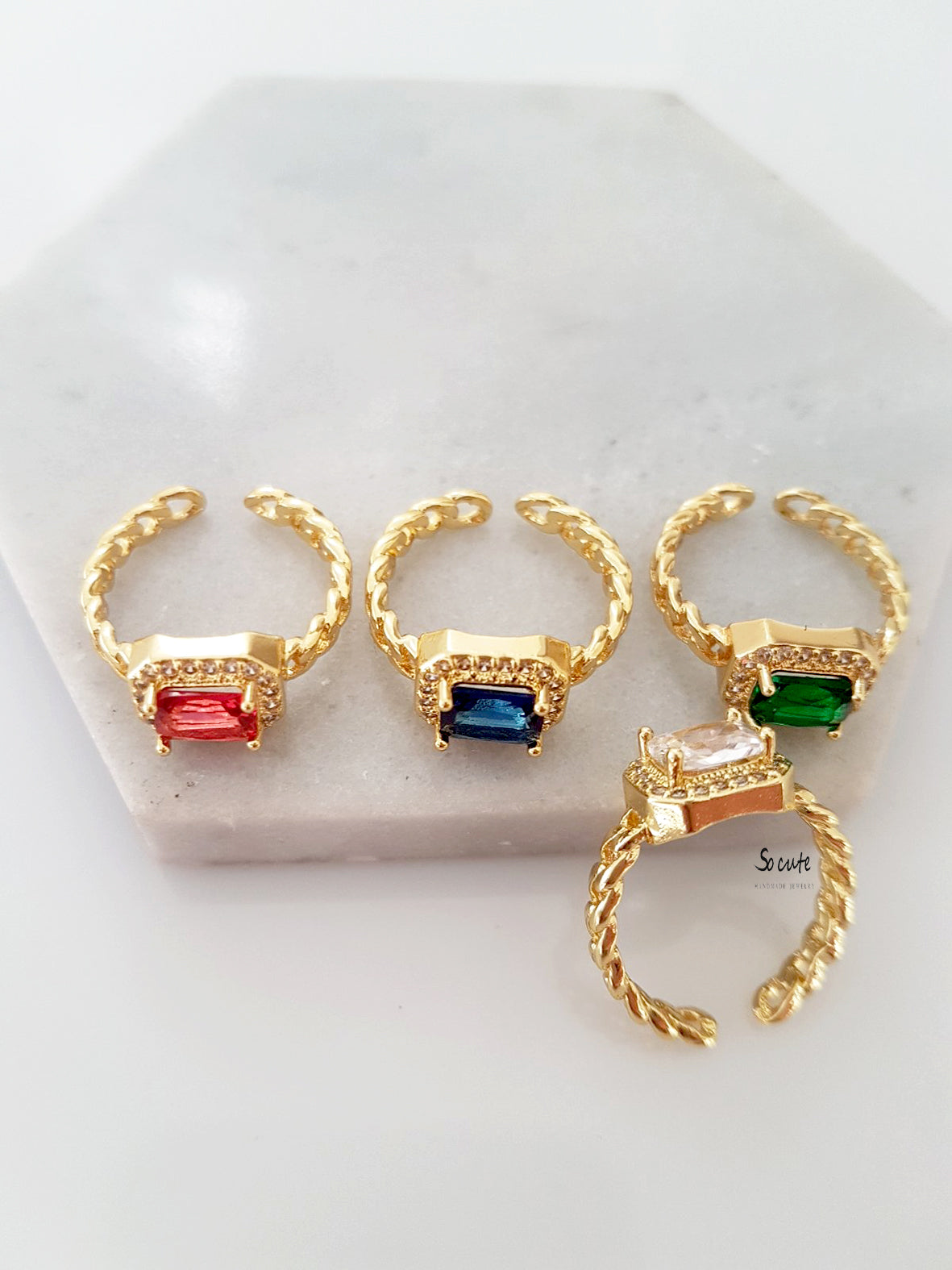 Δαχτυλίδι αλυσίδα με κρύσταλλο και ζιργκόν - So Cute by Dimi