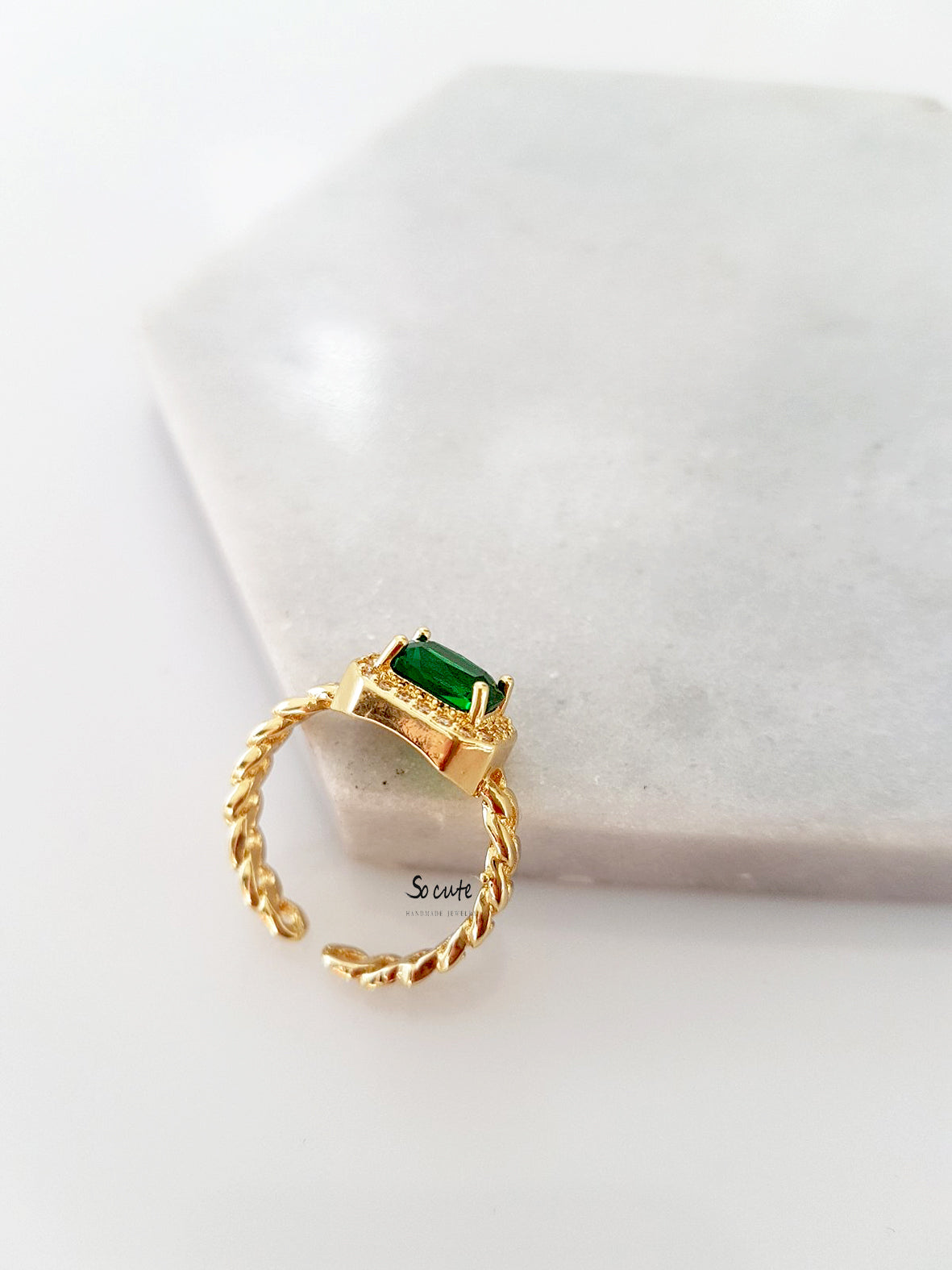 Δαχτυλίδι αλυσίδα με κρύσταλλο και ζιργκόν - So Cute by Dimi