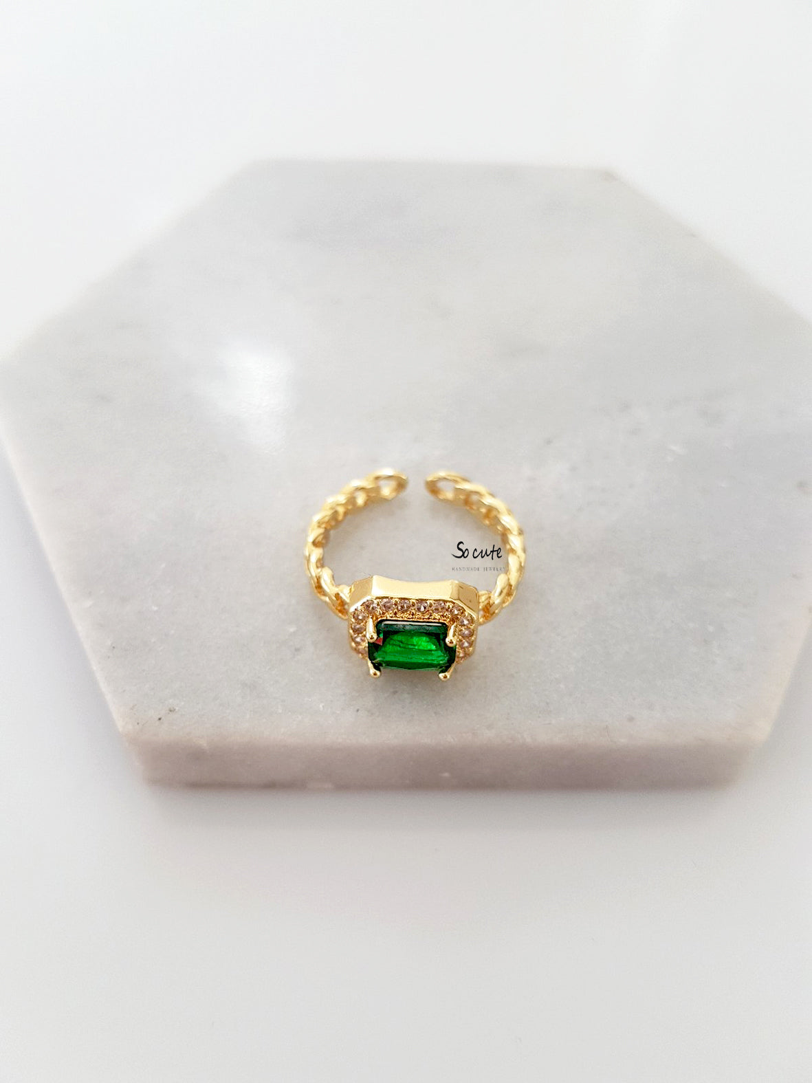 Δαχτυλίδι αλυσίδα με κρύσταλλο και ζιργκόν - So Cute by Dimi