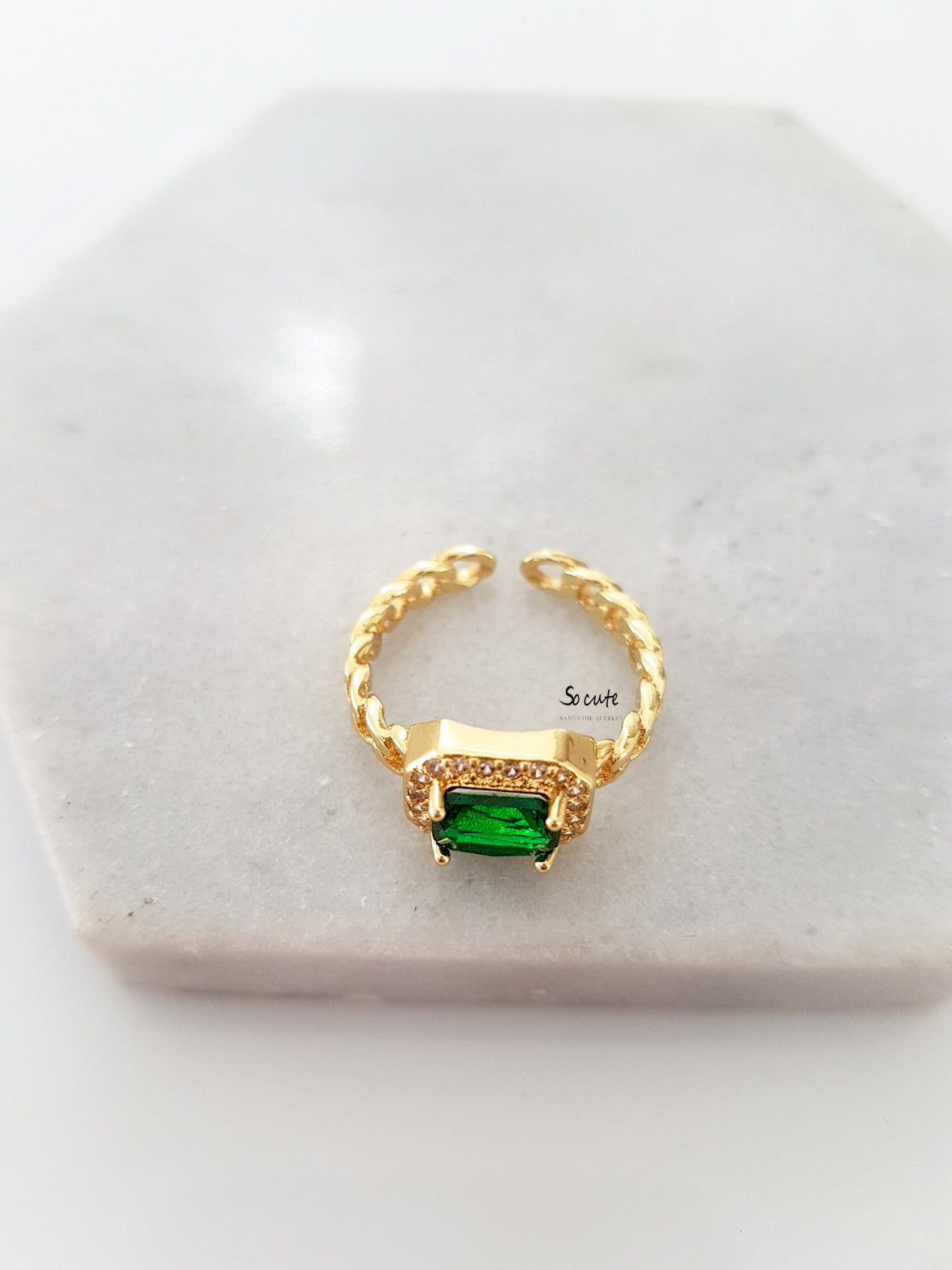 Δαχτυλίδι αλυσίδα με κρύσταλλο και ζιργκόν - So Cute by Dimi