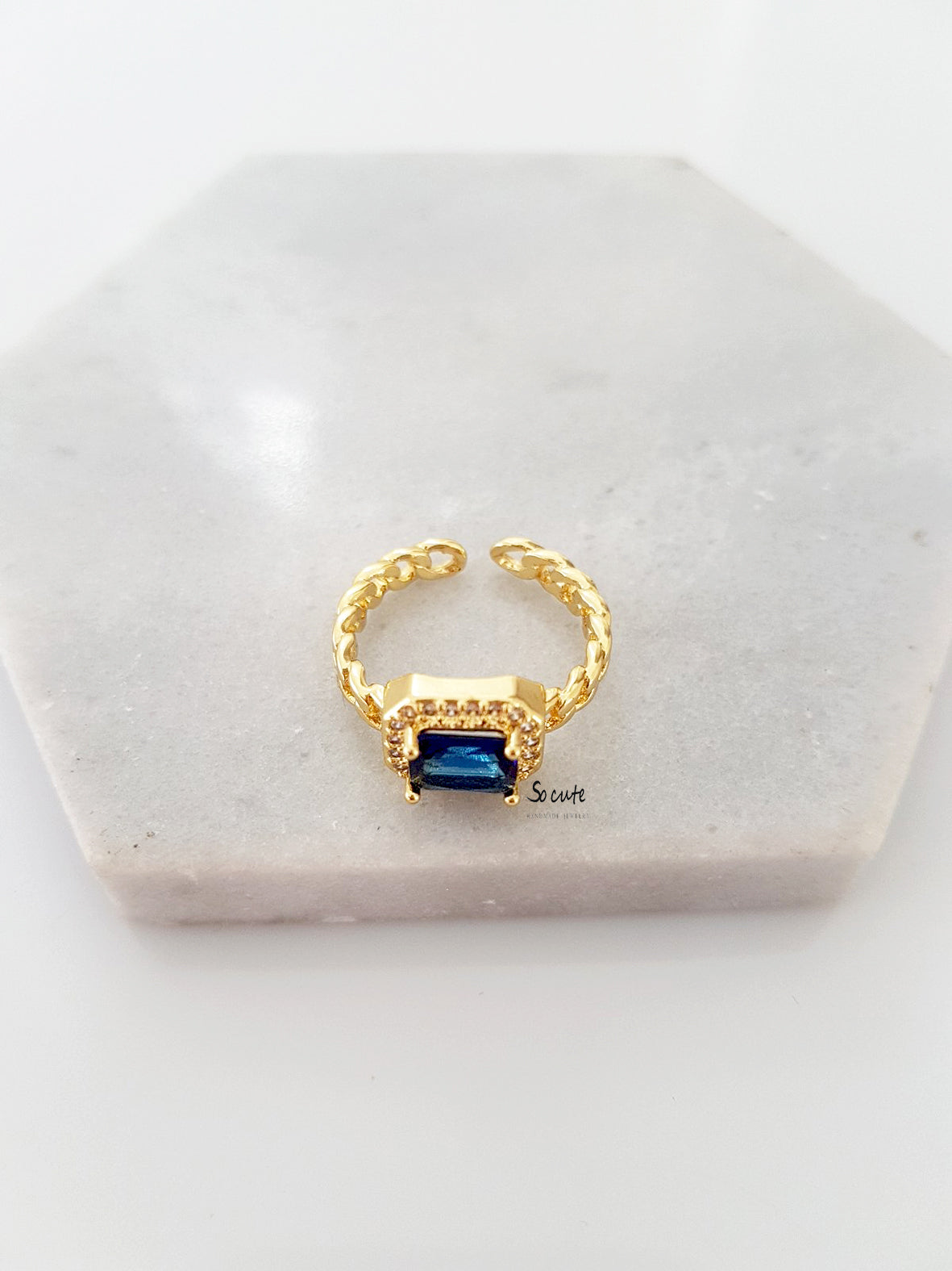 Δαχτυλίδι αλυσίδα με κρύσταλλο και ζιργκόν - So Cute by Dimi