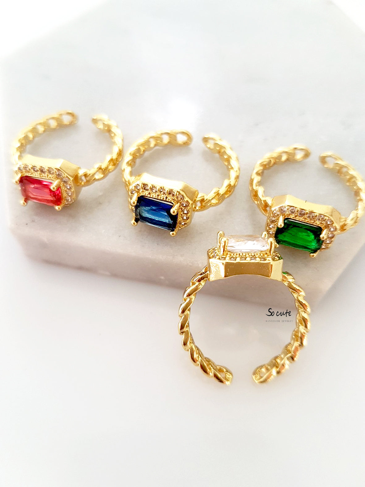 Δαχτυλίδι αλυσίδα με κρύσταλλο και ζιργκόν - So Cute by Dimi