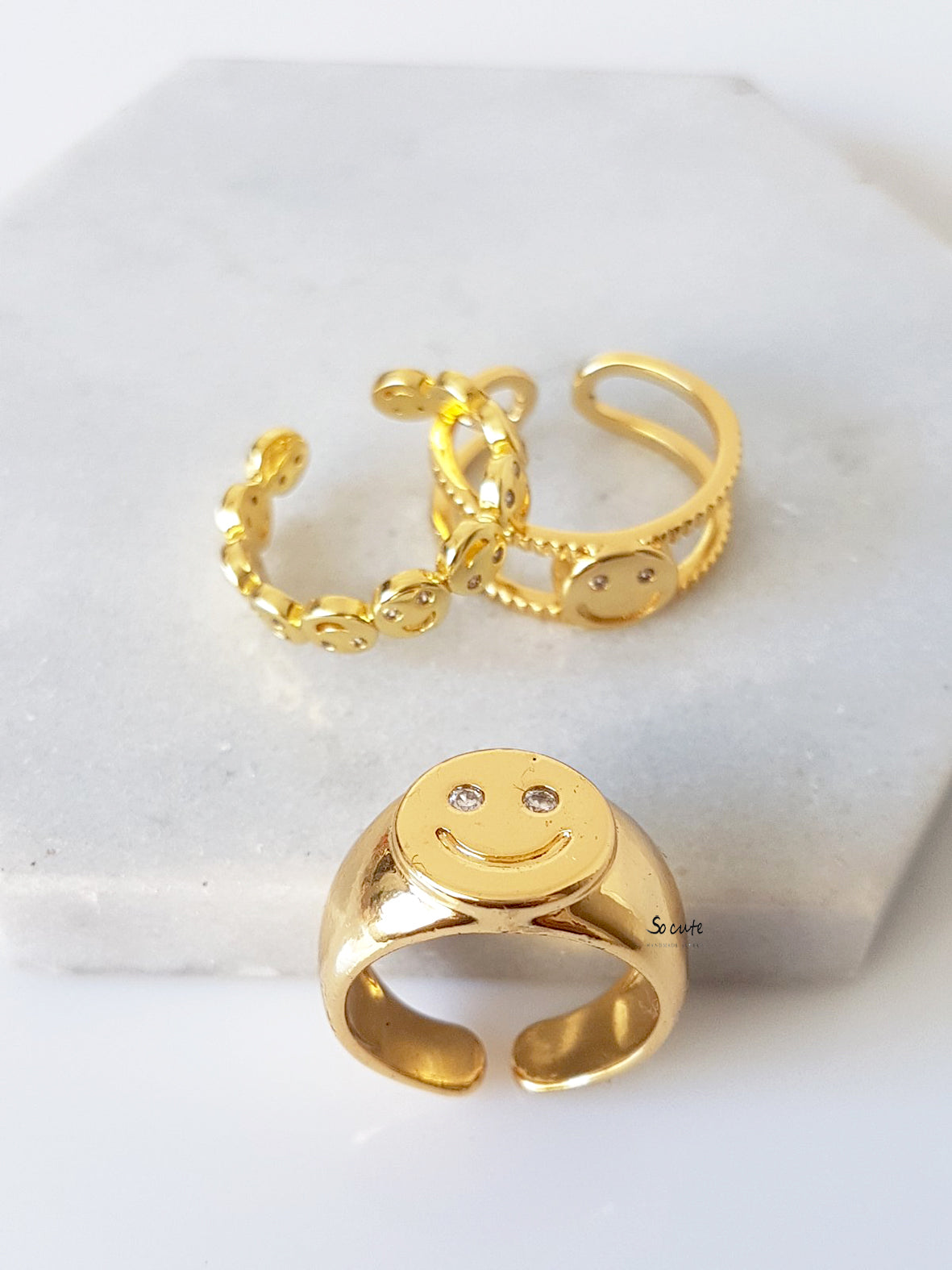 Δαχτυλίδι δίσειρο smiley face - So Cute by Dimi