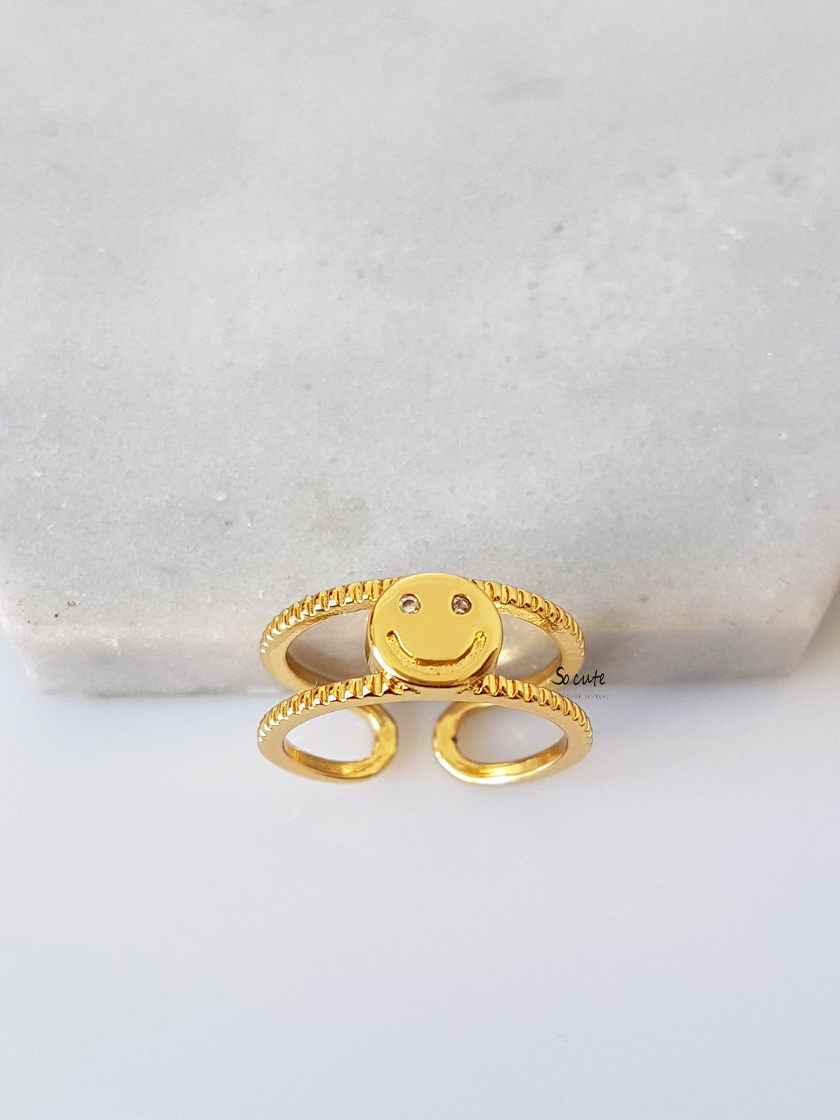 Δαχτυλίδι δίσειρο smiley face - So Cute by Dimi