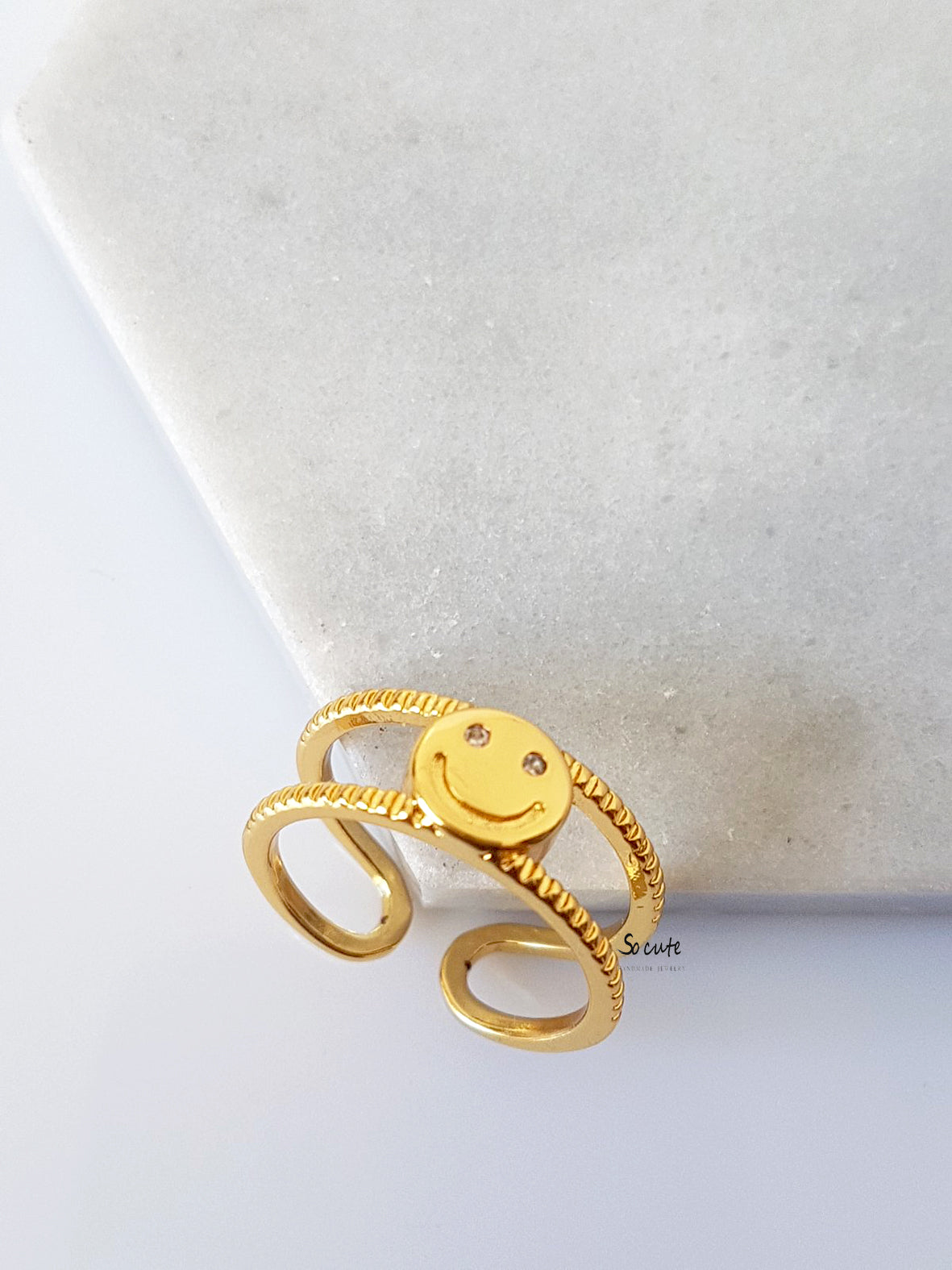 Δαχτυλίδι δίσειρο smiley face - So Cute by Dimi