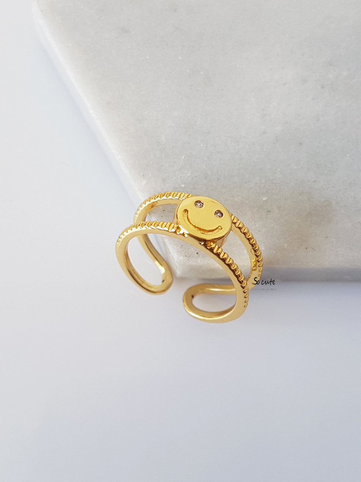 Δαχτυλίδι δίσειρο smiley face - So Cute by Dimi