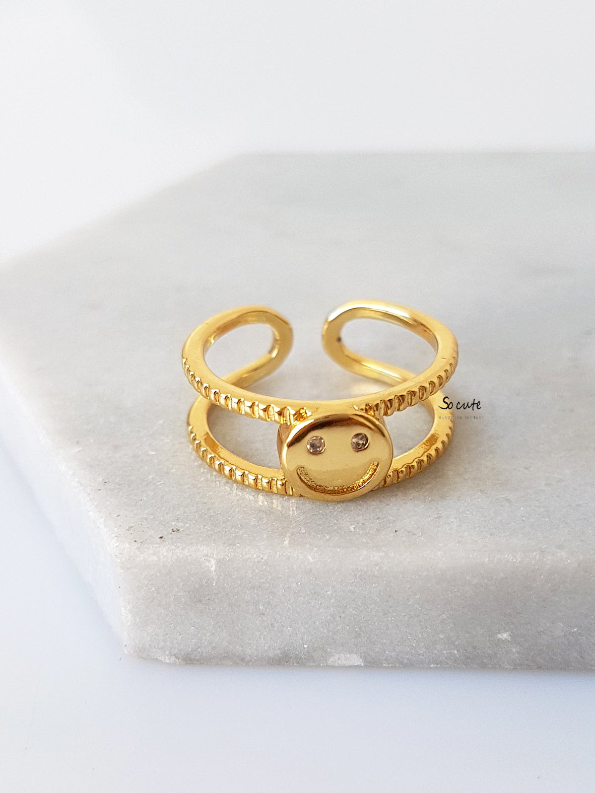Δαχτυλίδι δίσειρο smiley face - So Cute by Dimi