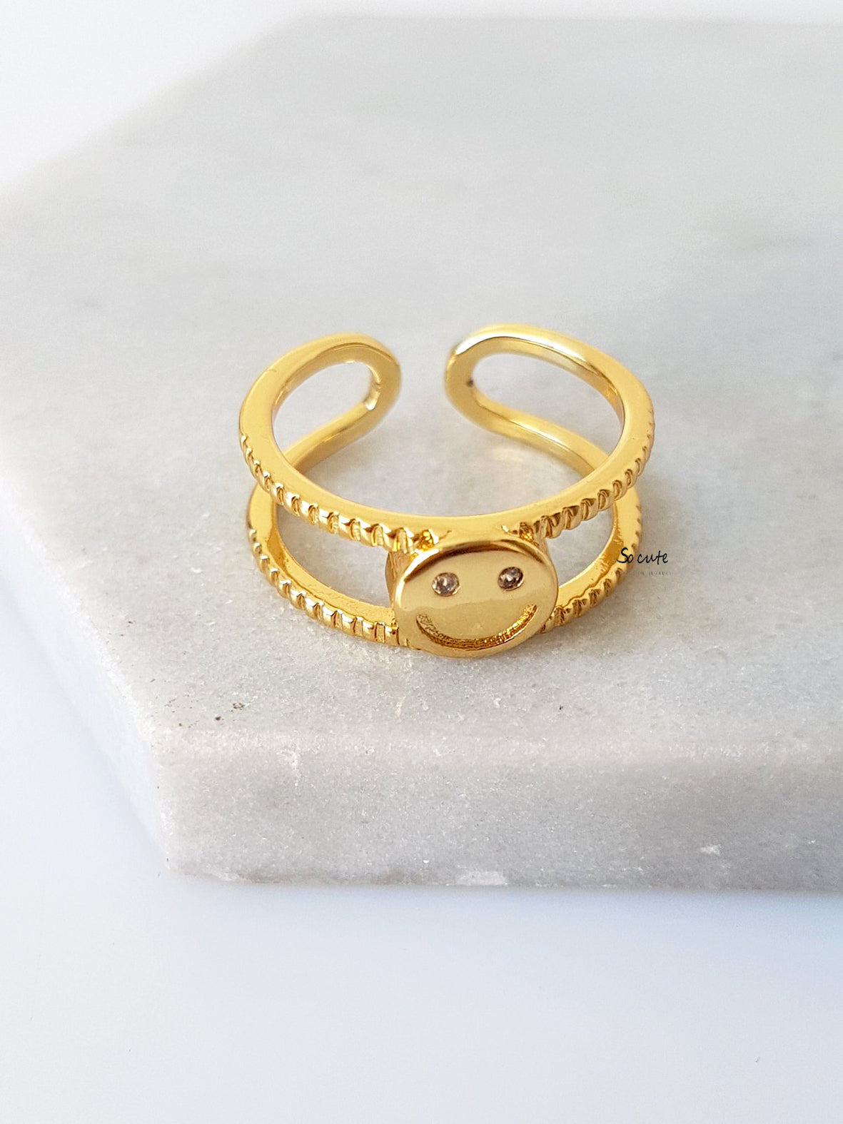 Δαχτυλίδι δίσειρο smiley face - So Cute by Dimi