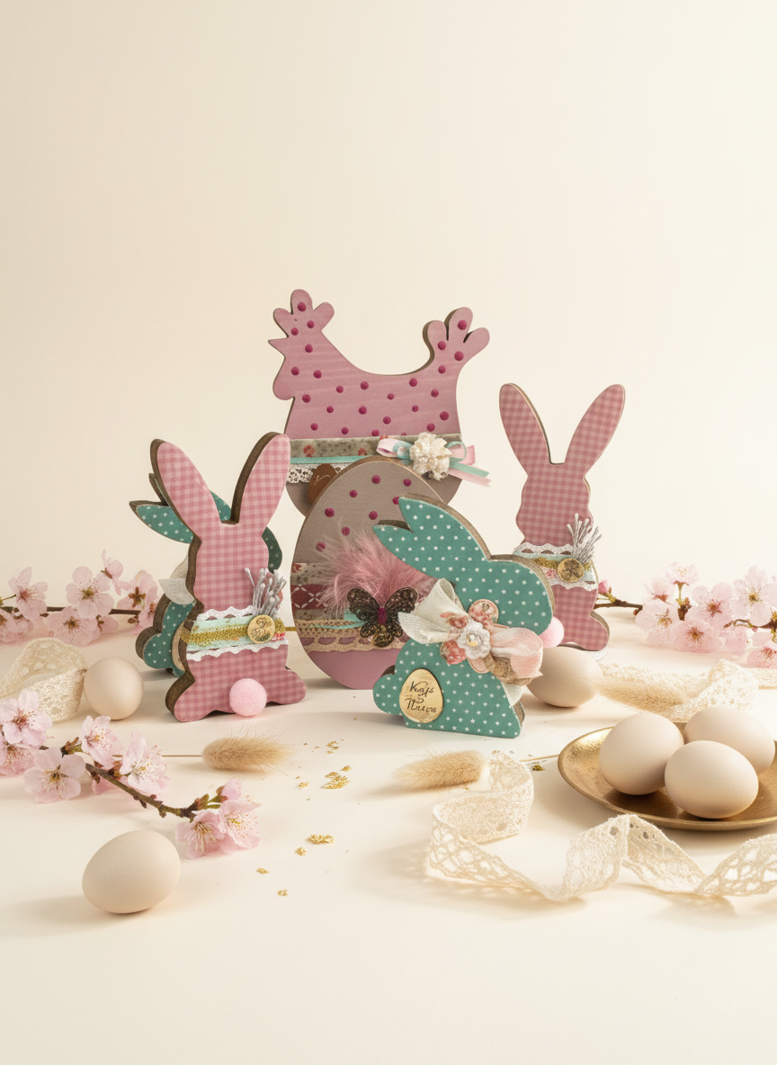 Σύνθεση με χειροποίητα πασχαλινά γούρια από την So Cute by Dimi