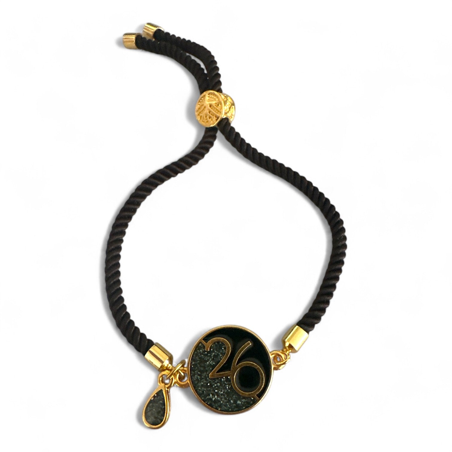 Χειροποίητο βραχιόλι γούρι 2026 με επιχρυσωμένο μοτίφ και charm σταγόνα γκλίτερ – So Cute by Dimi