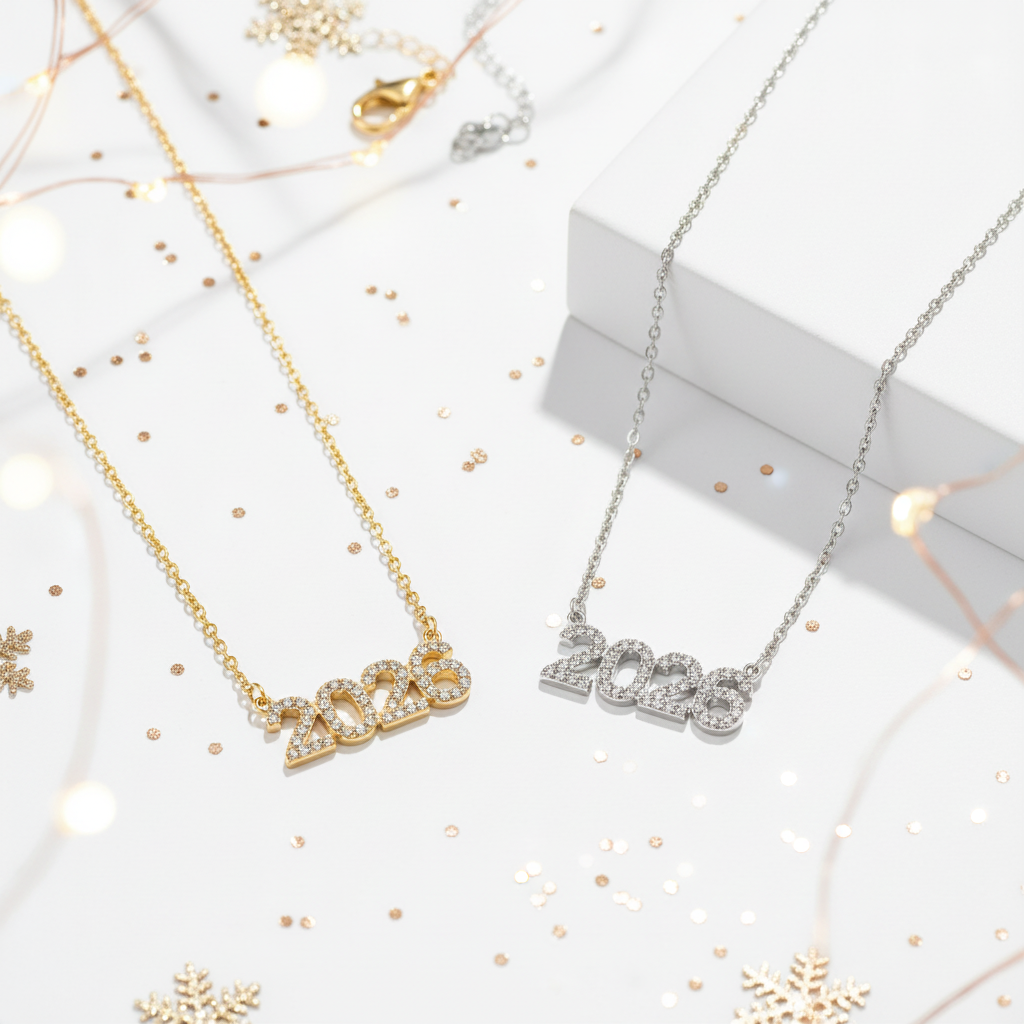 Κολιέ γούρι 2026 από ατσάλι με ζιργκόν – διαθέσιμο σε χρυσό και ασημί So Cute by Dimi