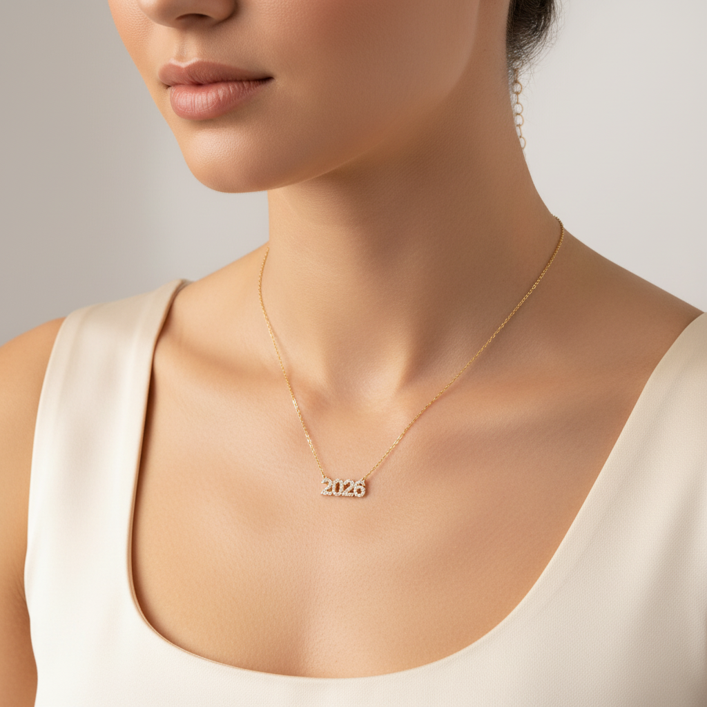 Κολιέ γούρι 2026 από ατσάλι με ζιργκόν – διαθέσιμο σε χρυσό και ασημί So Cute by Dimi