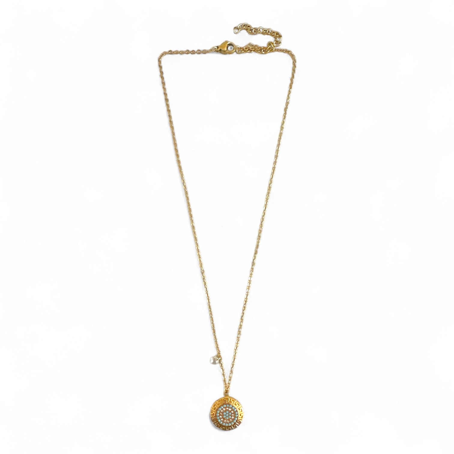 Ατσάλινο χρυσό κολιέ με μαίανδρο και γαλάζιες ζιρκόν So Cute by Dimi